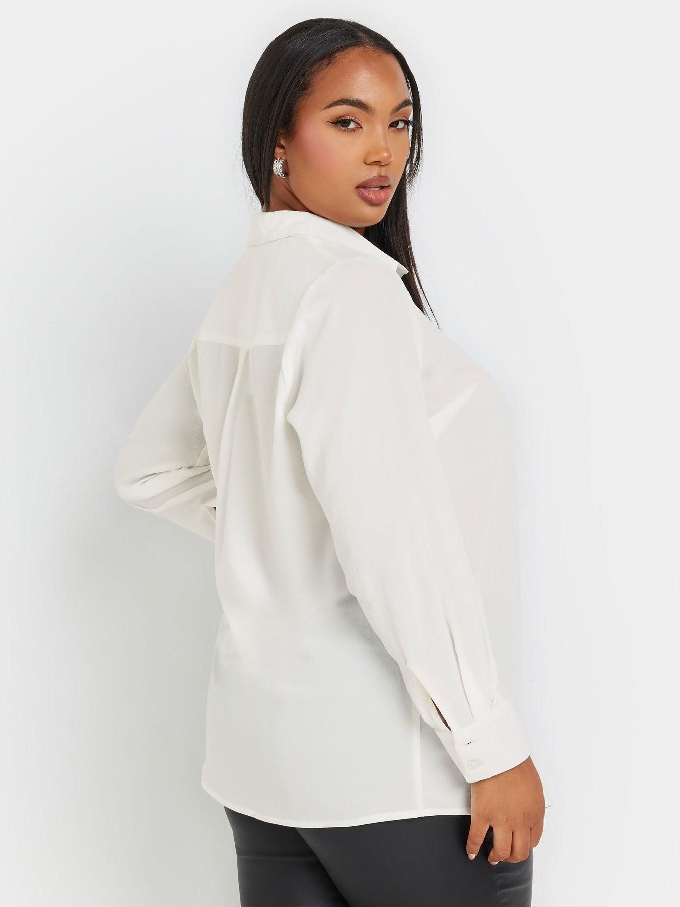 yours-curve-diamante-trickle-sleeve-blouse-whitestillFront