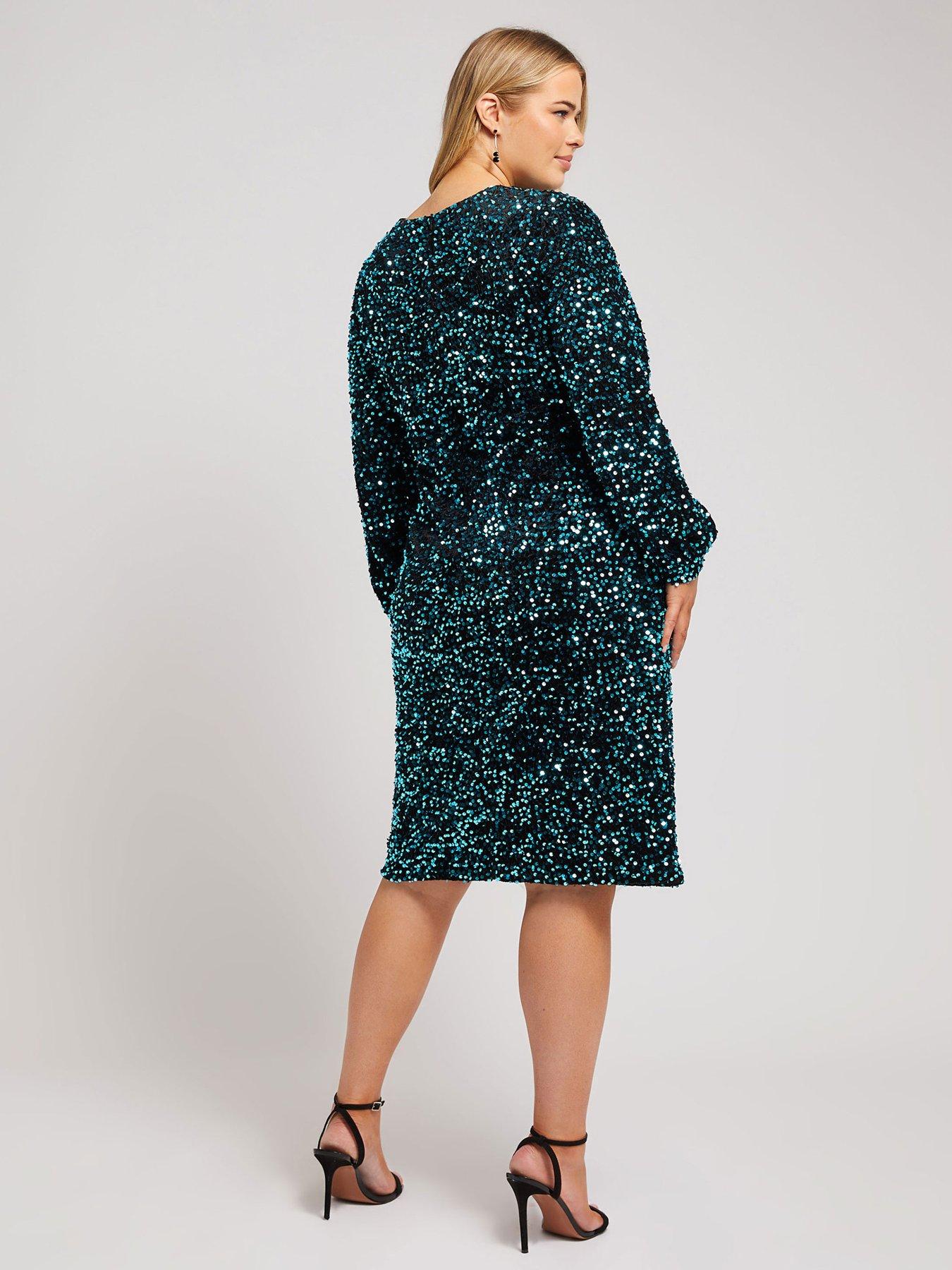 yours-curve-sequin-velvet-long-sleeve-shift-dressstillFront