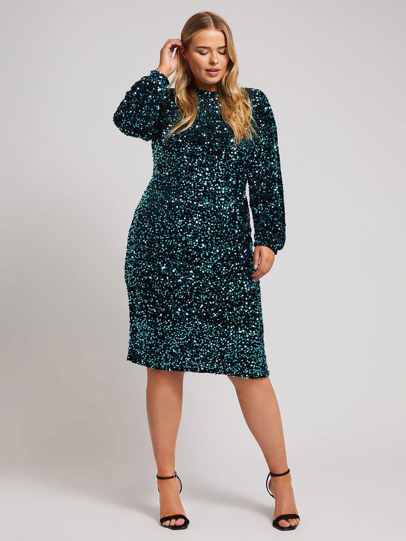 yours-curve-sequin-velvet-long-sleeve-shift-dressback