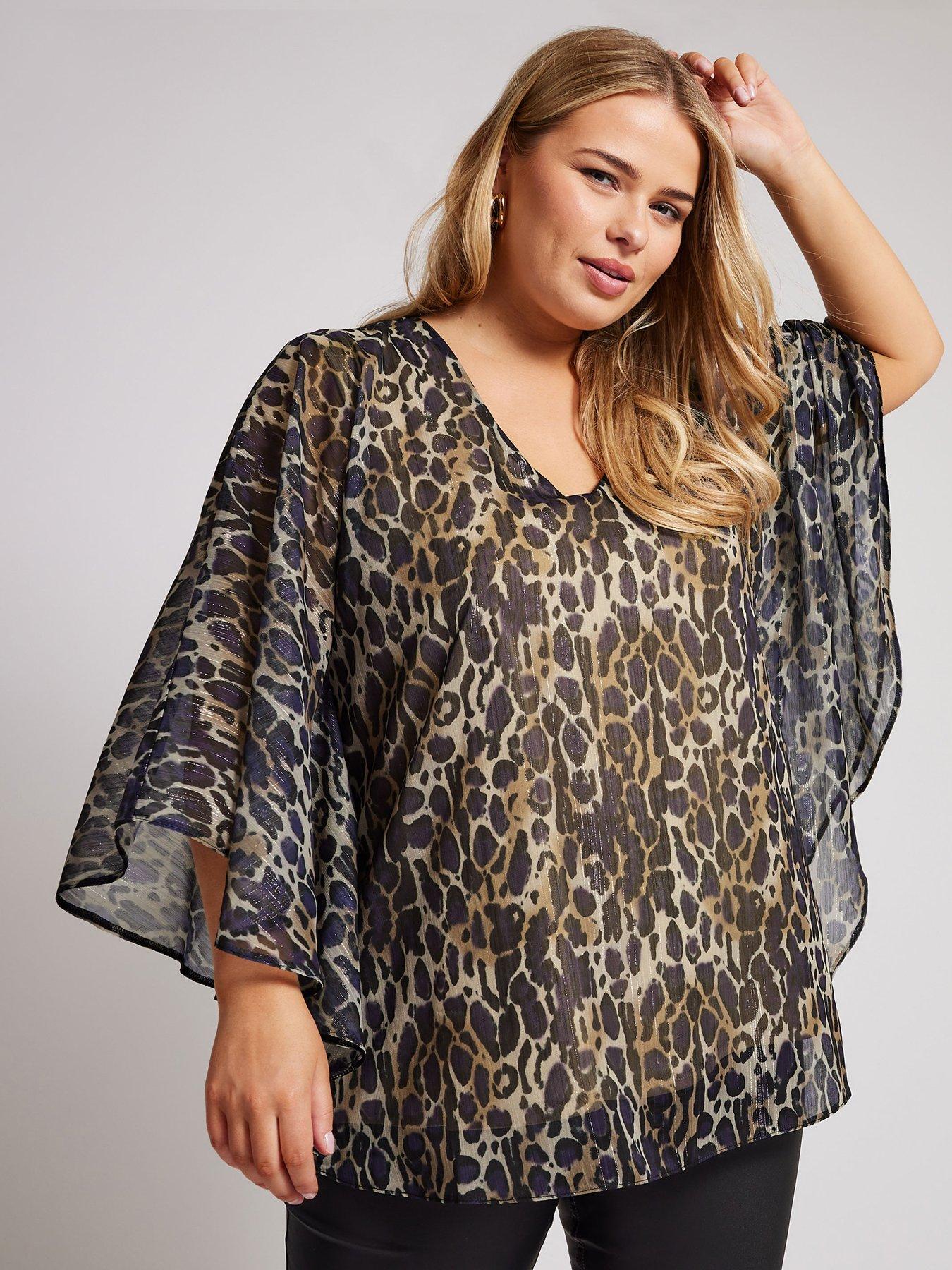 yours-curve-metallic-cape-sleeve-top-blackfront