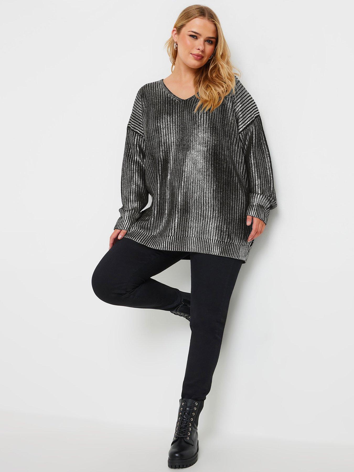 yours-curve-foil-knit-jumper-blackback