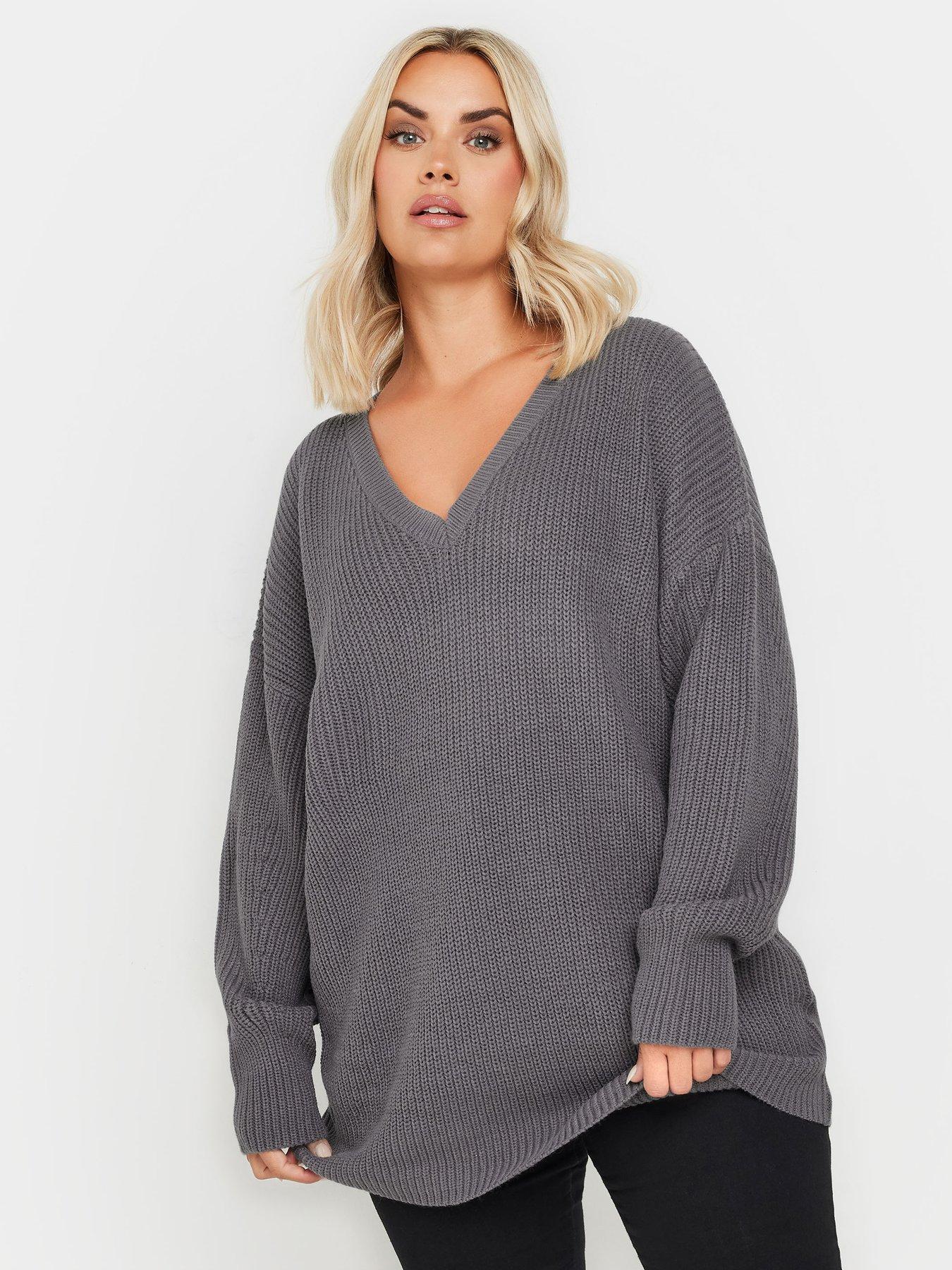 yours-curve-v-neck-drop-shoulder-jumper