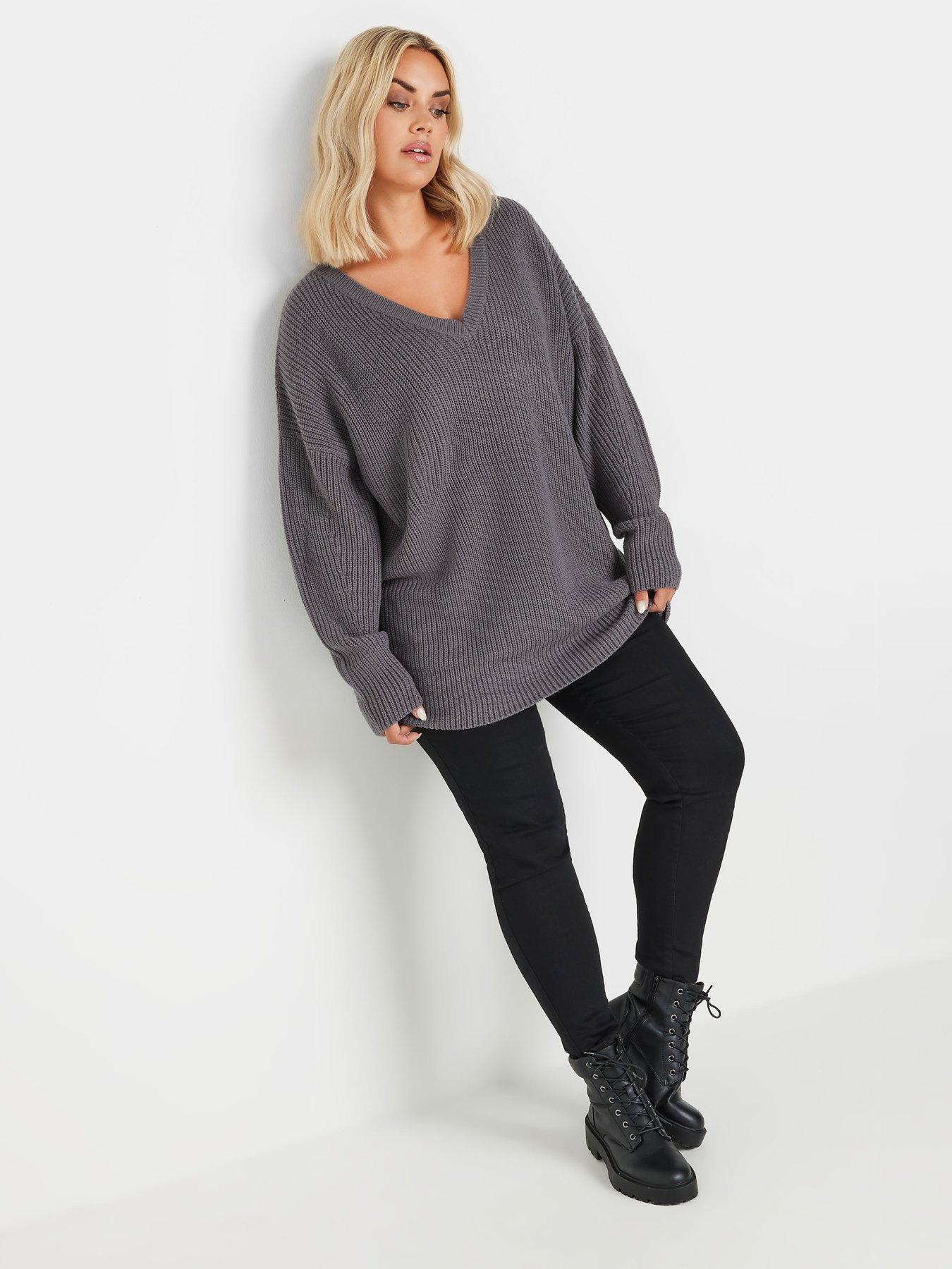 yours-curve-v-neck-drop-shoulder-jumperback