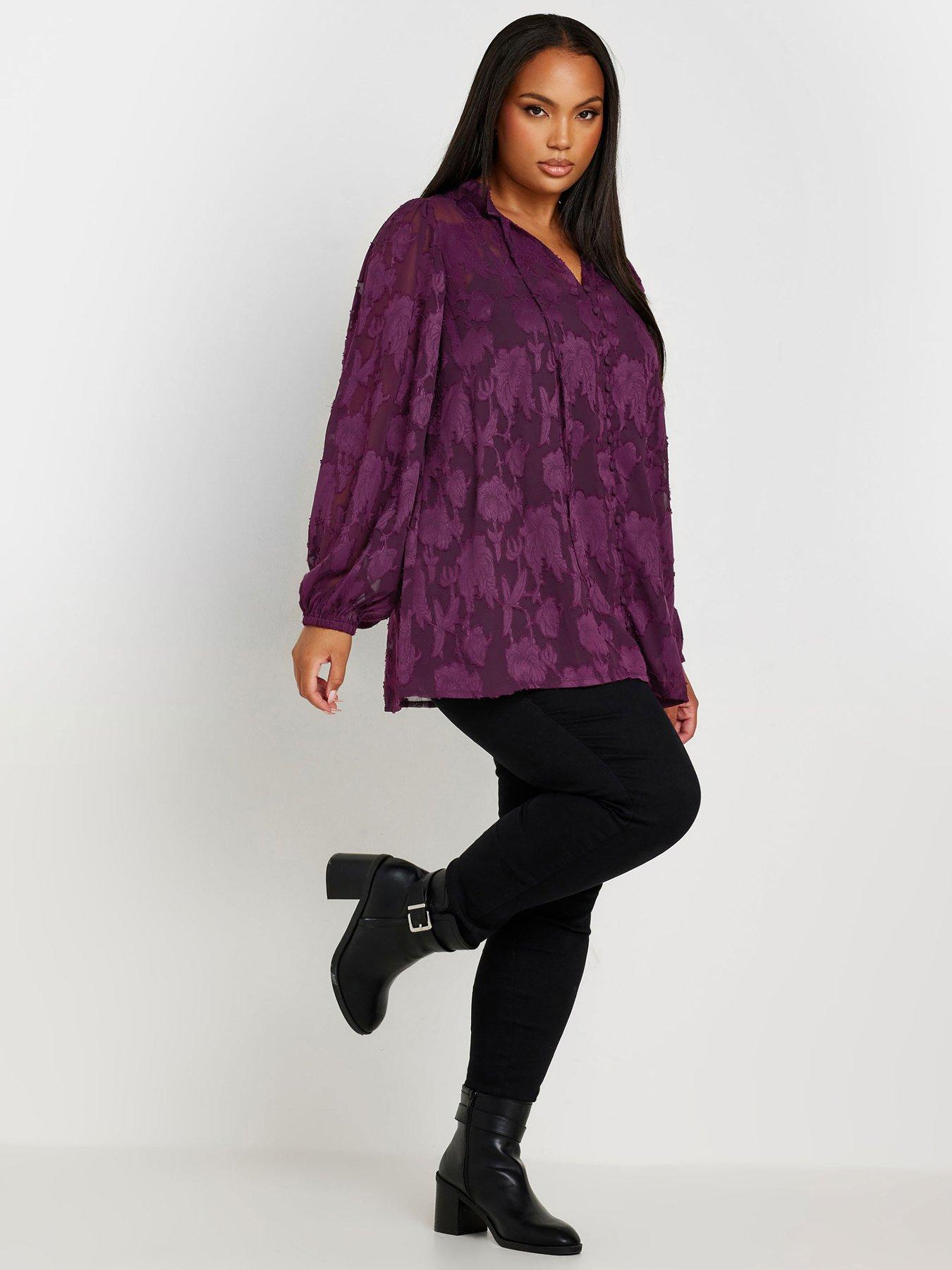 yours-curve-jewel-tie-neck-blouse-purpleback