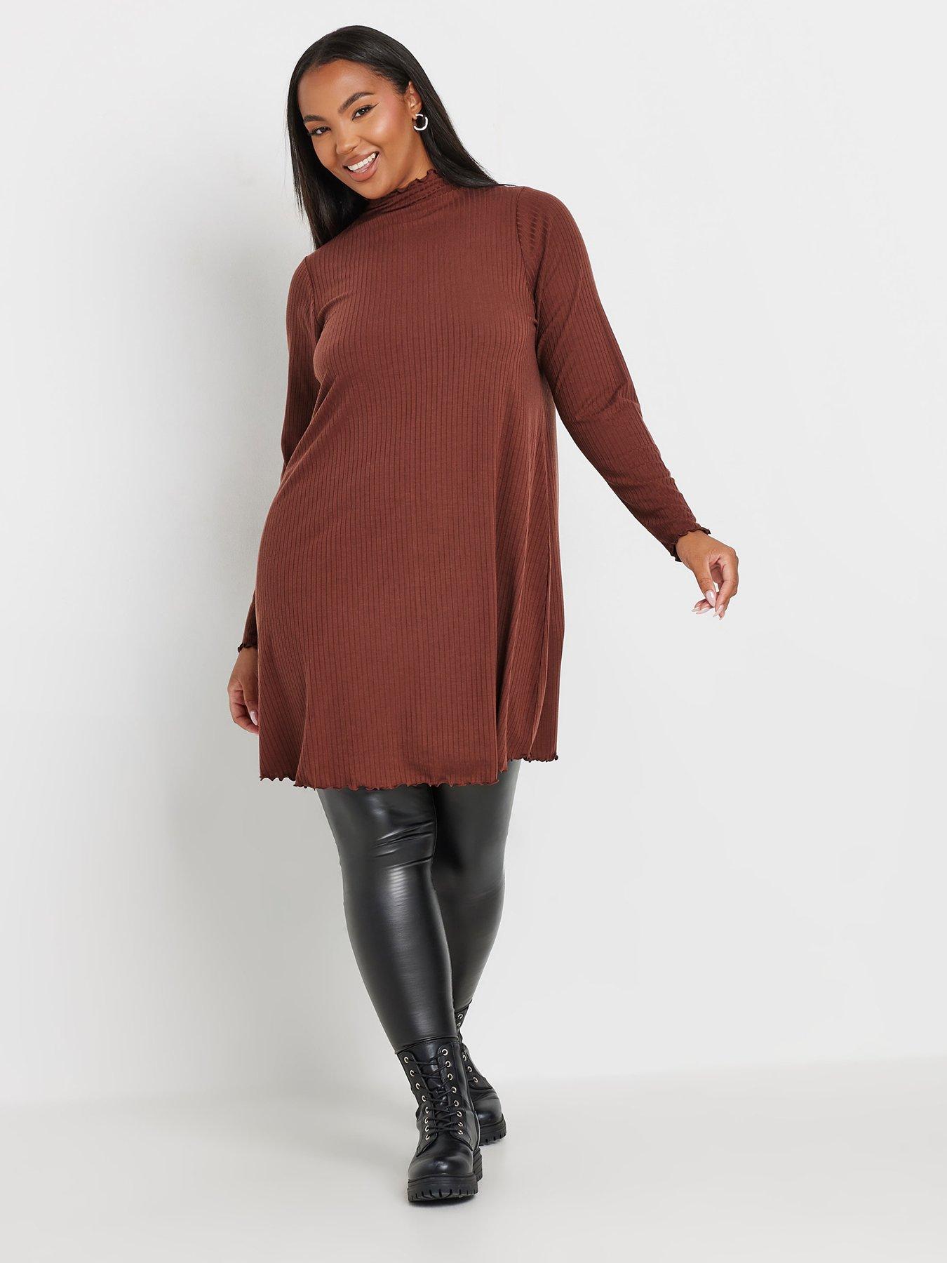 yours-curve-lettuce-edge-tunic-brown