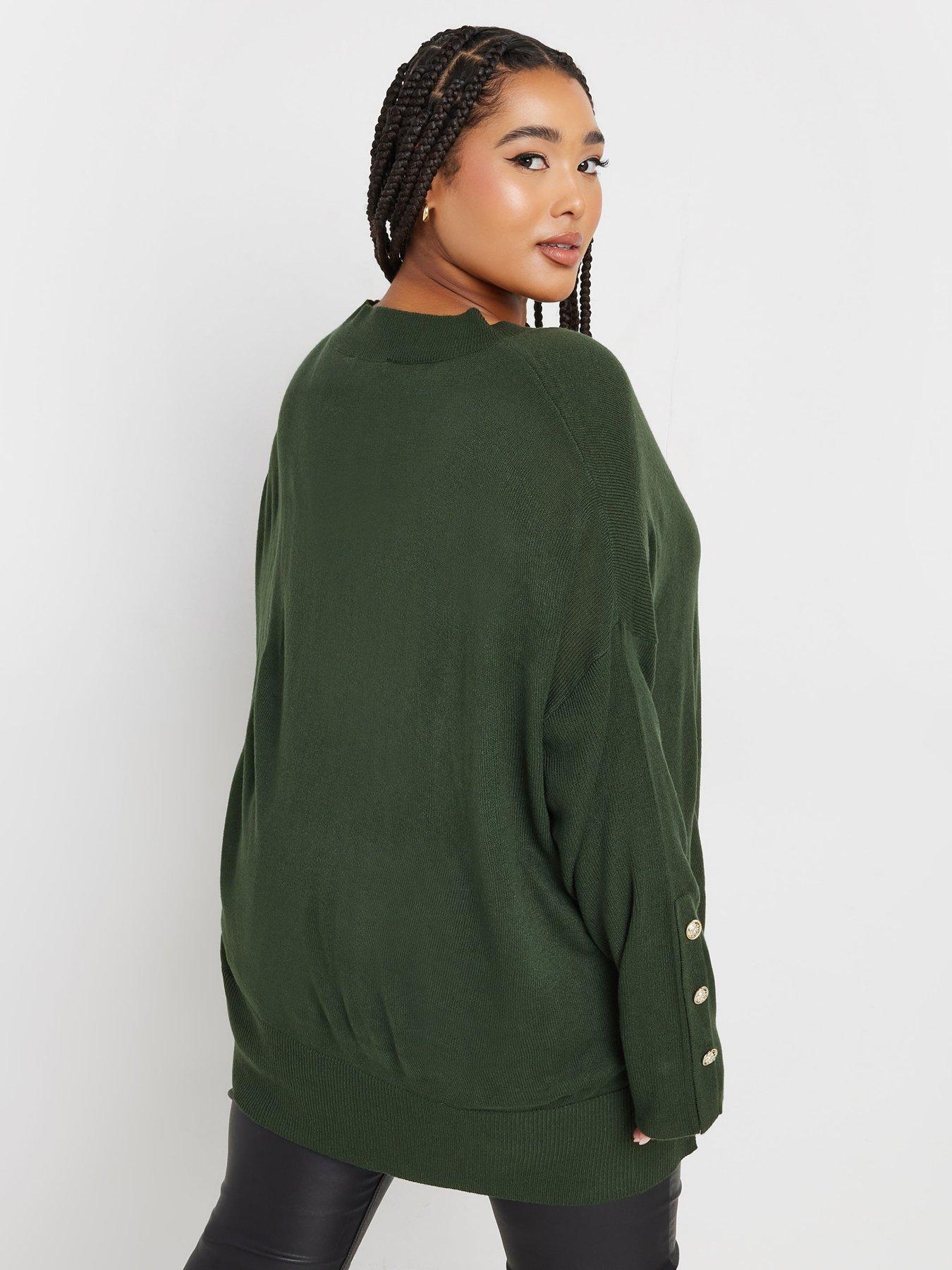 yours-curve-button-sleeve-ribbed-jumperstillFront