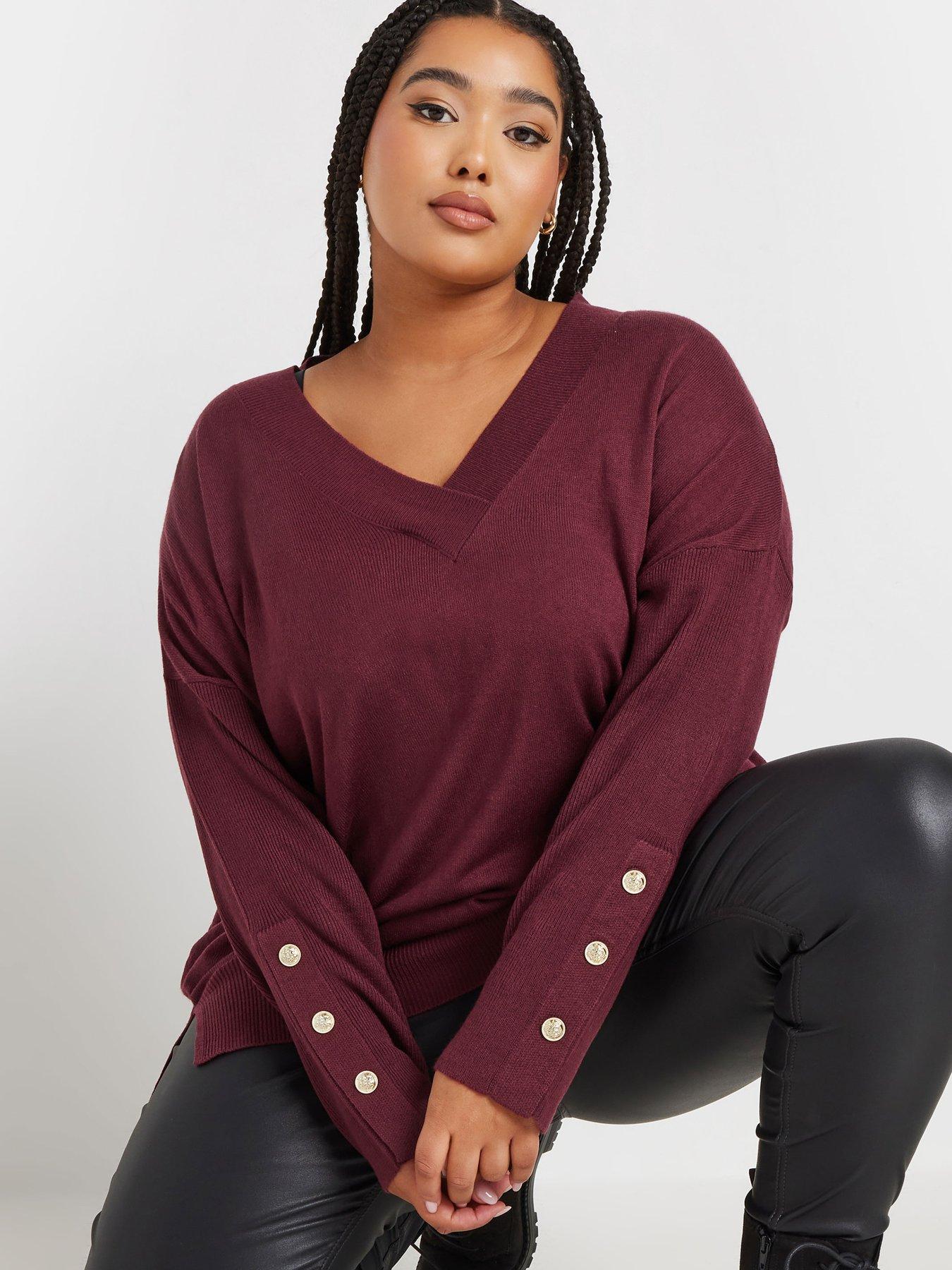 yours-curve-button-sleeve-ribbed-jumper-redoutfit