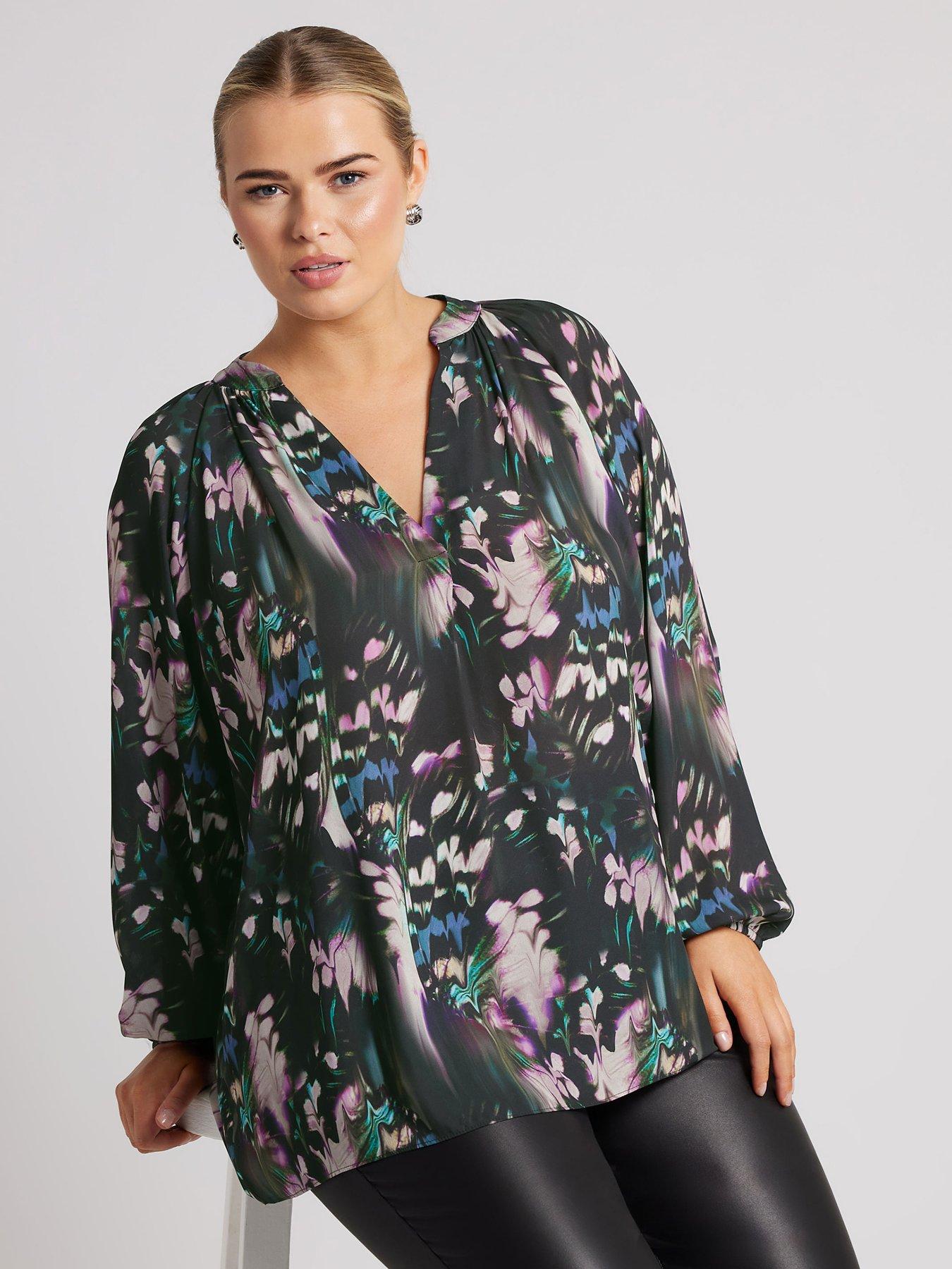 yours-curve-pleat-front-blouse-blackfront