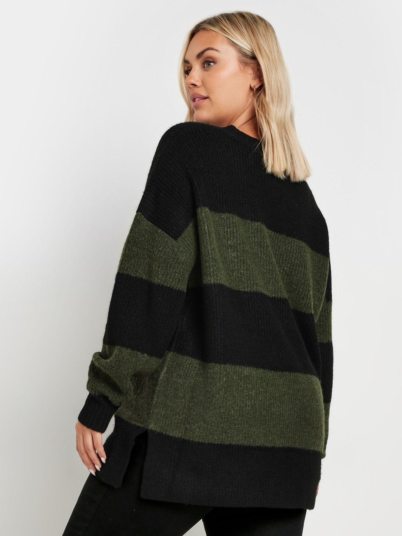 yours-curve-elephant-stripe-jumper-greenstillFront