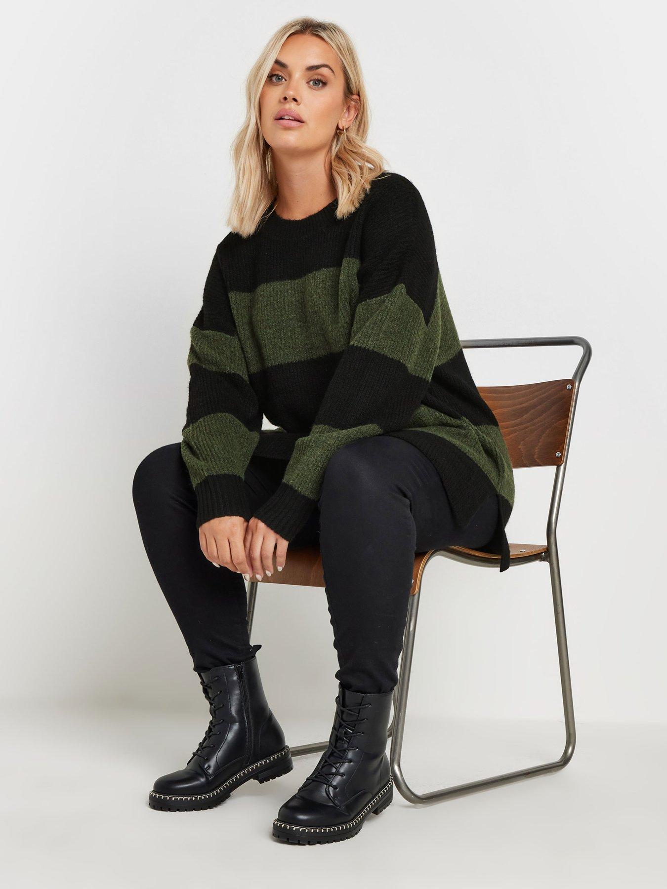 yours-curve-elephant-stripe-jumper-greenoutfit