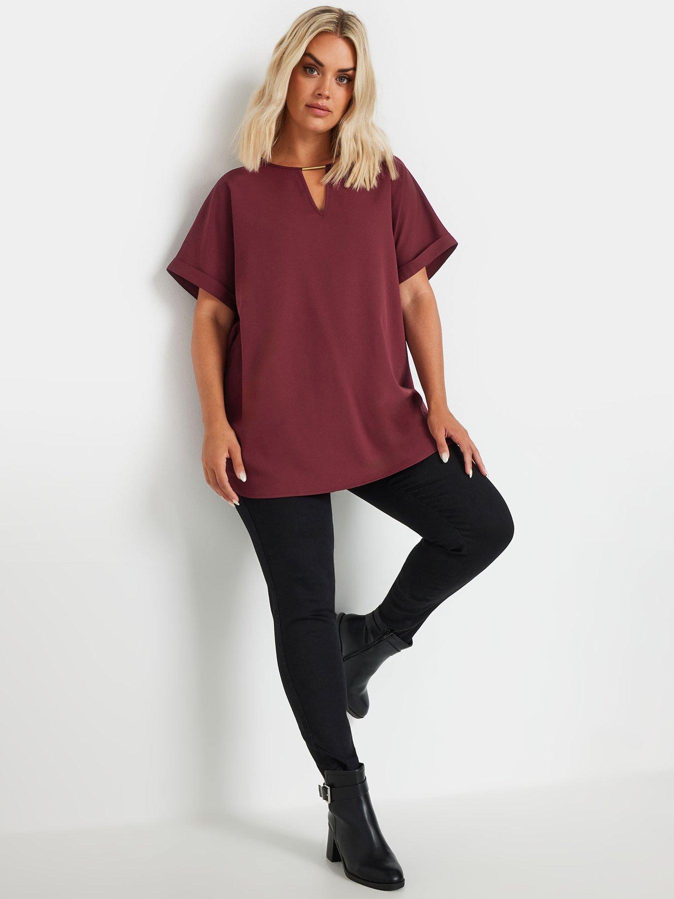 yours-curve-short-sleeve-trim-neck-top-redback