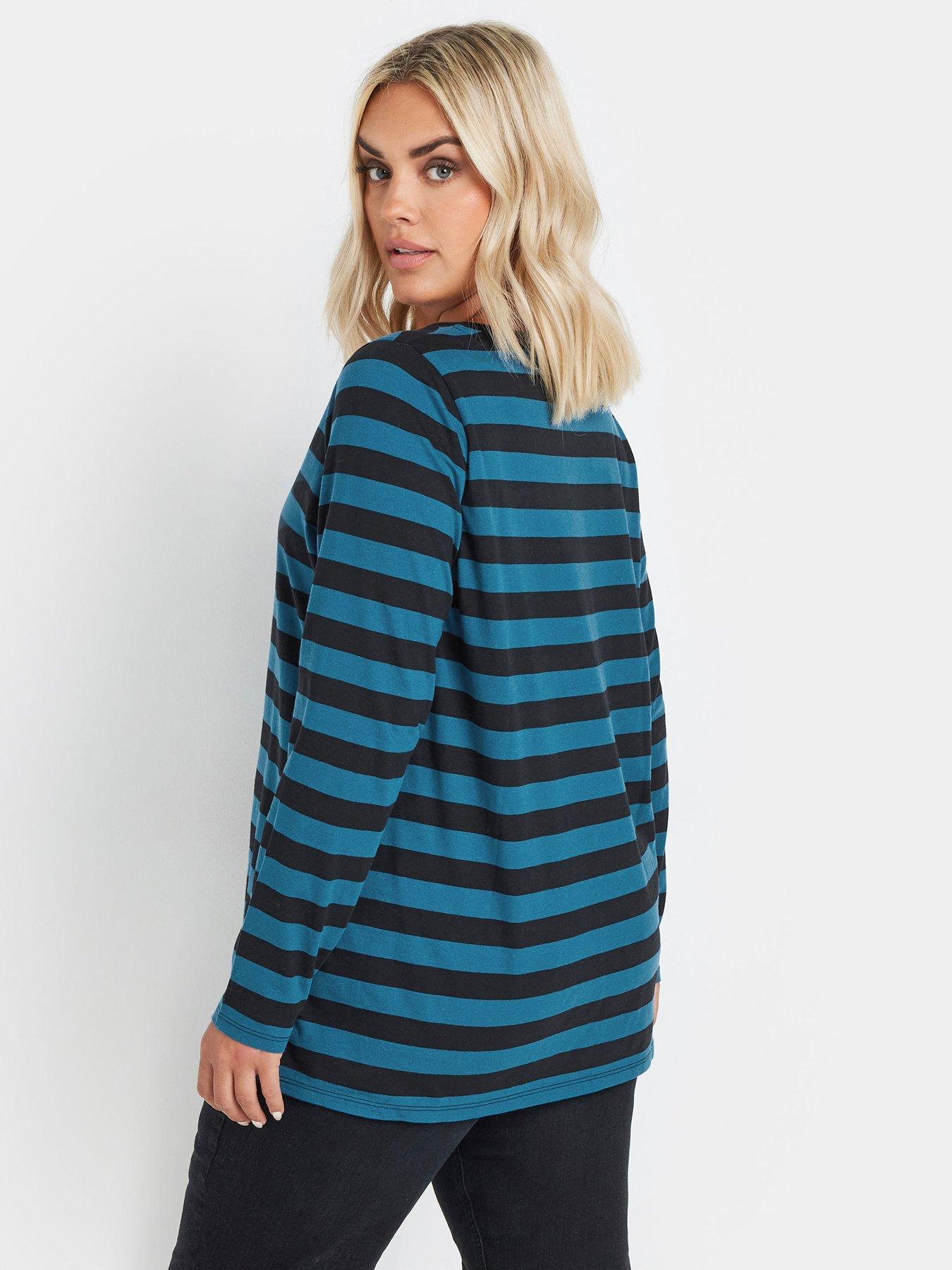 yours-curve-long-sleeve-stripe-basic-t-shirtstillFront