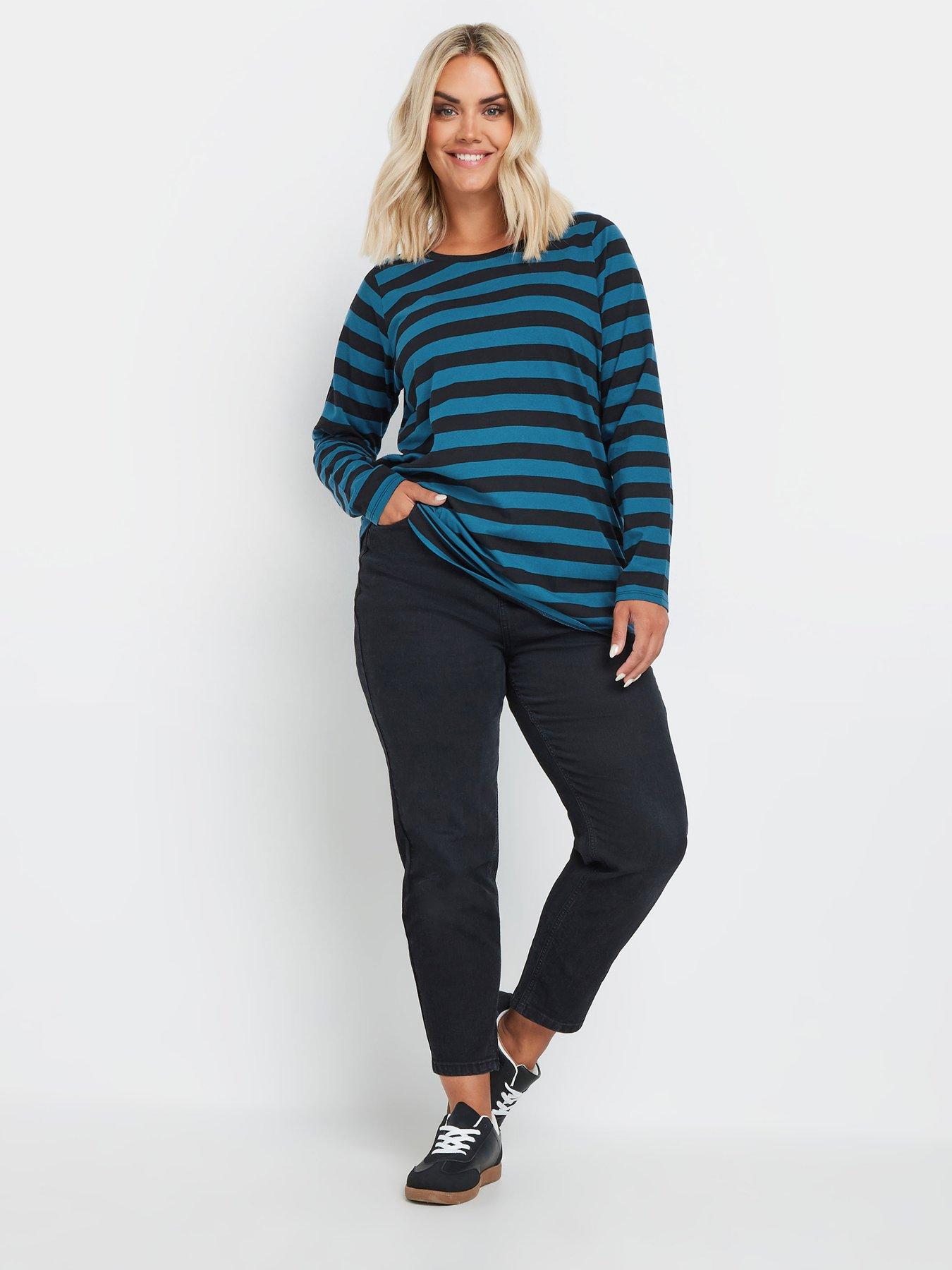 yours-curve-long-sleeve-stripe-basic-t-shirtback