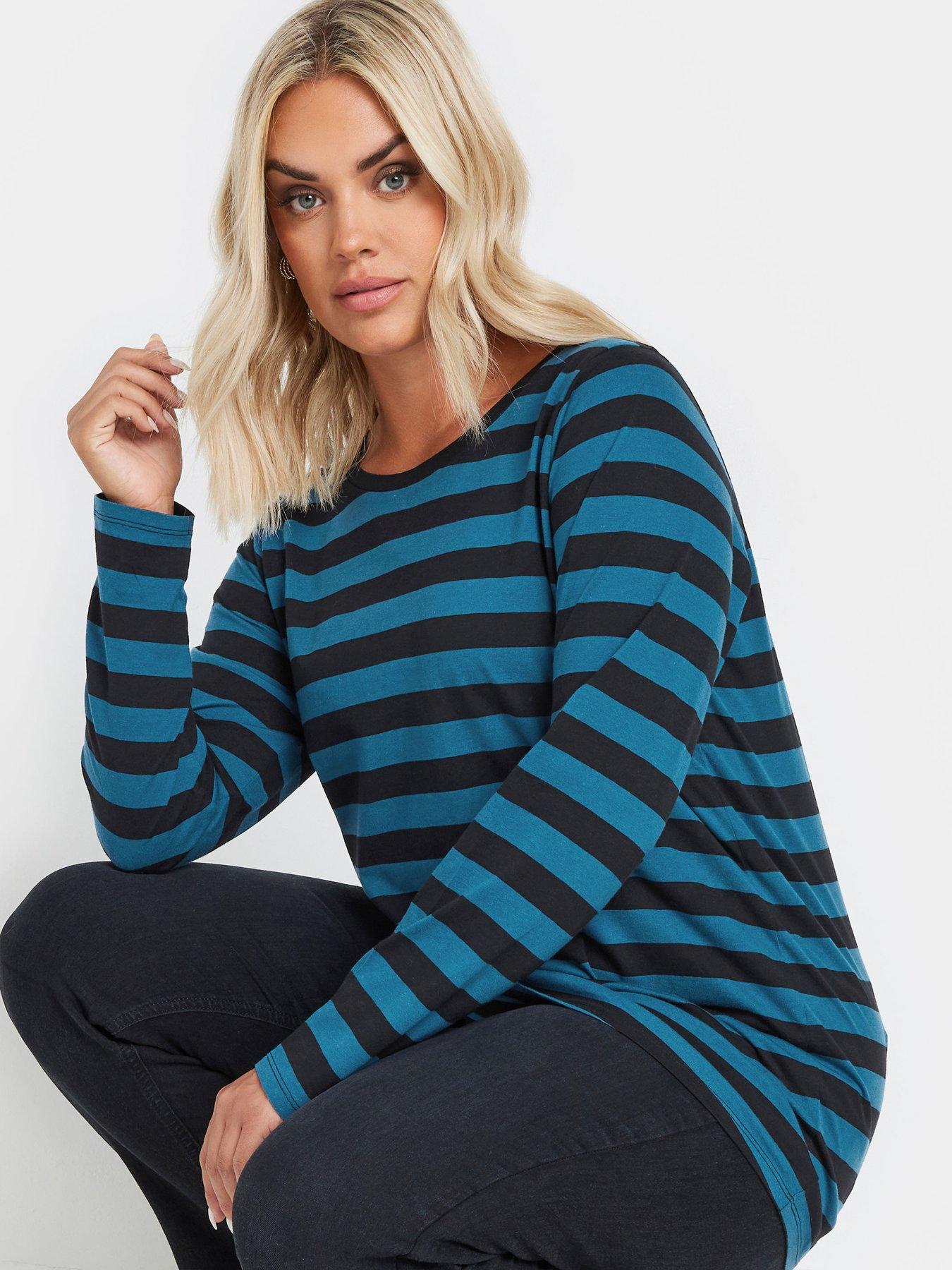 yours-curve-long-sleeve-stripe-basic-t-shirtoutfit