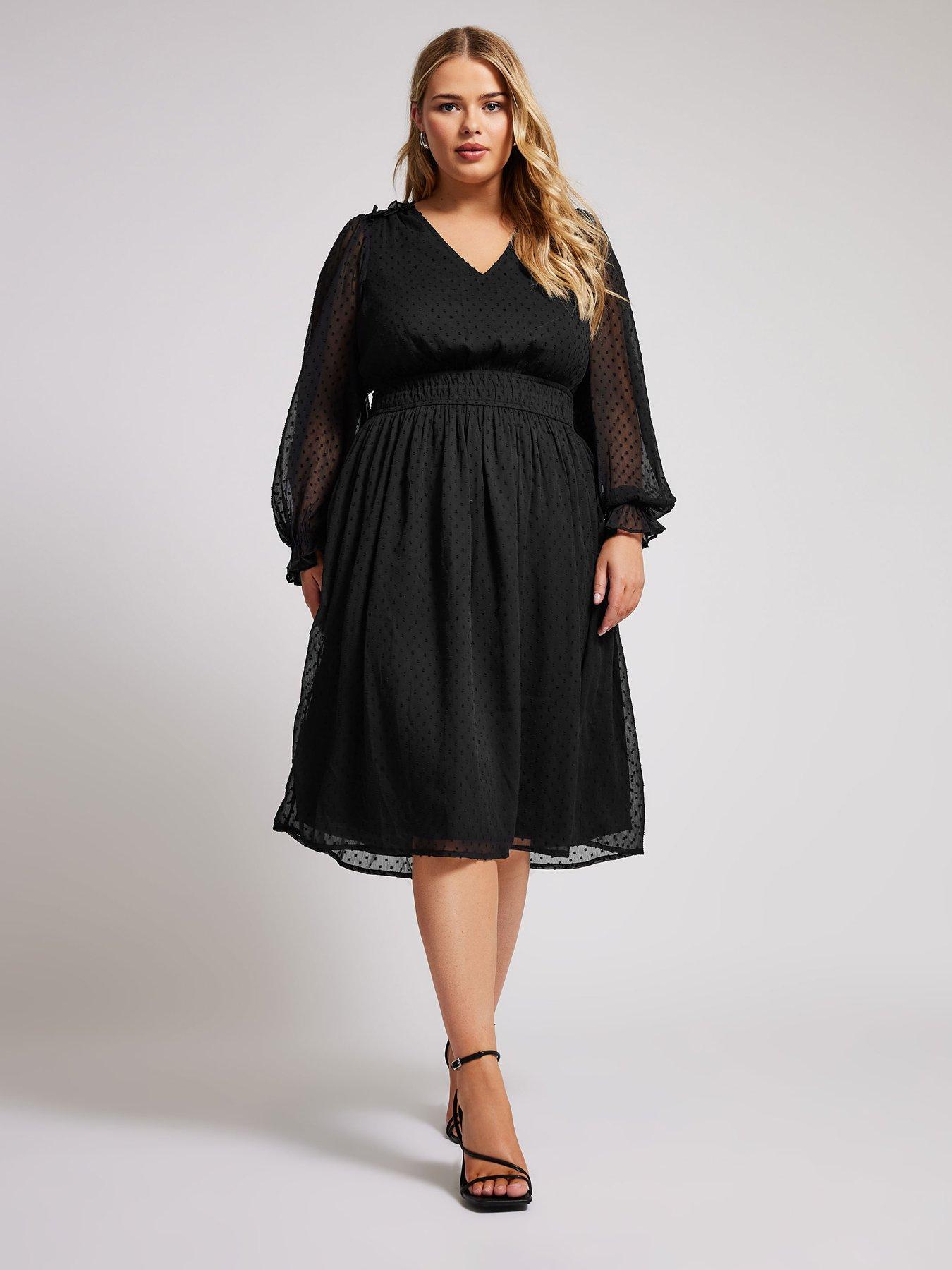 yours-curve-dobby-shirred-waist-dress-blackback