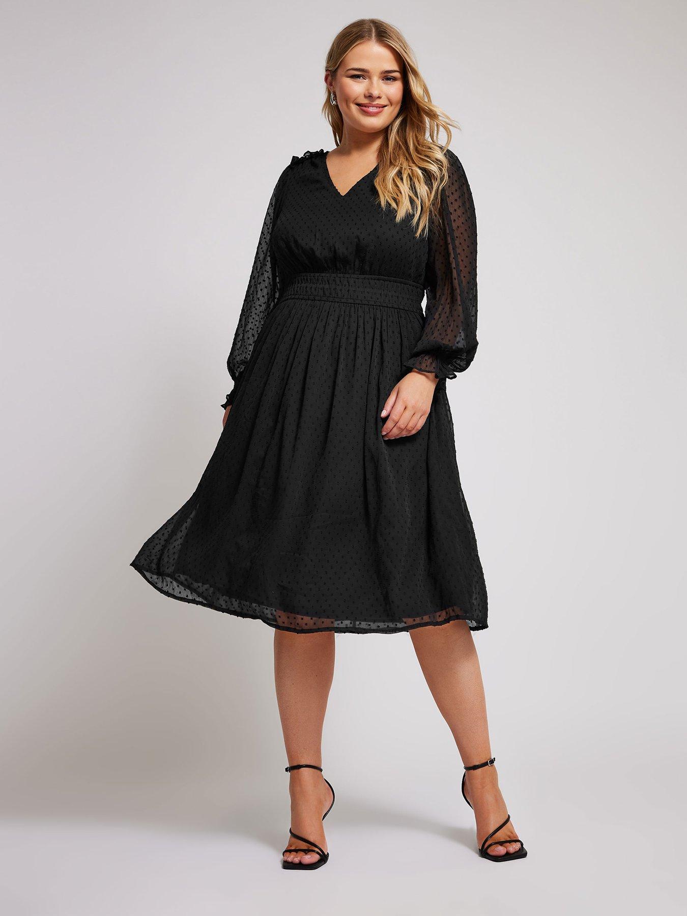 yours-curve-dobby-shirred-waist-dress-blackoutfit