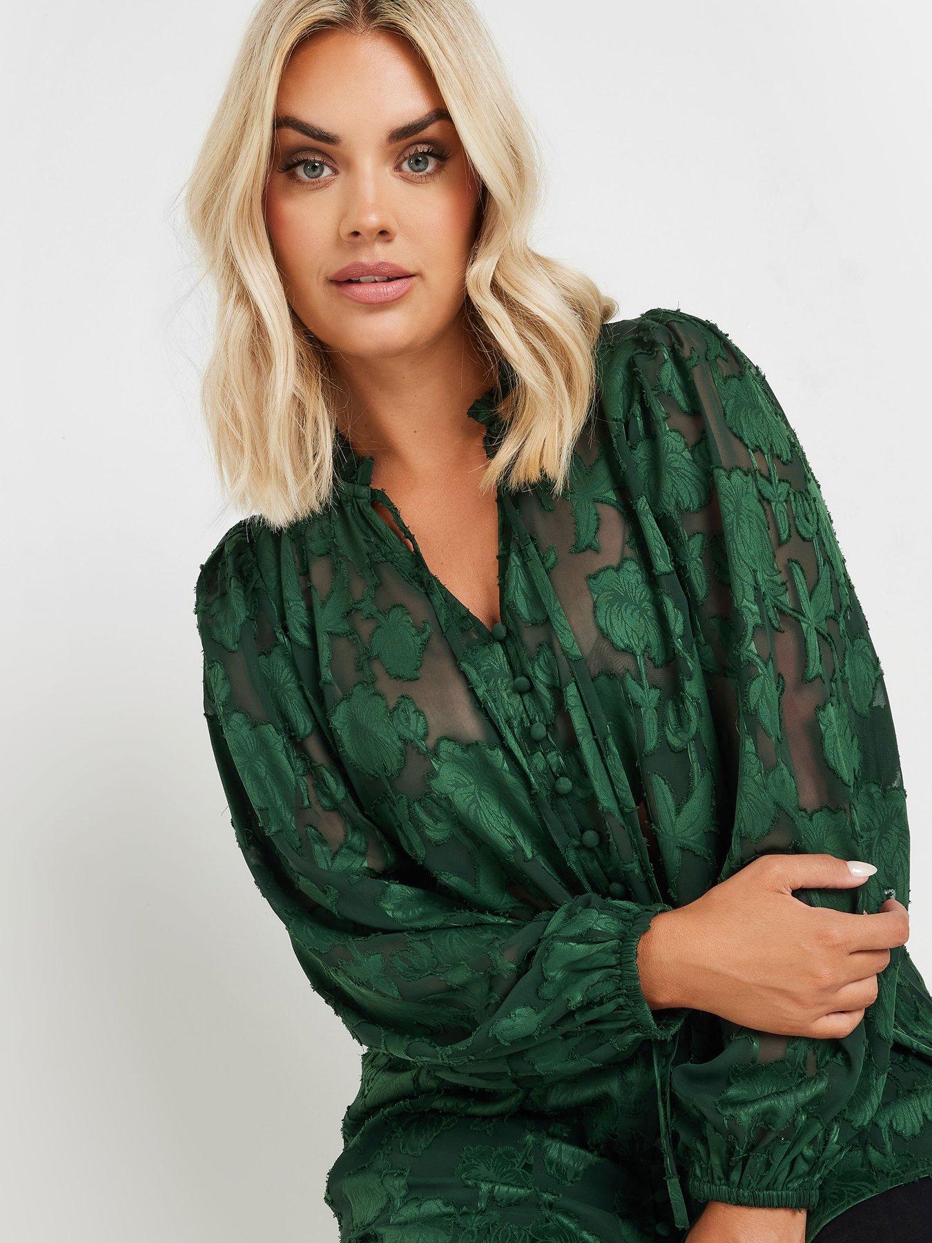 yours-curve-jewel-tie-neck-blouse-greenoutfit