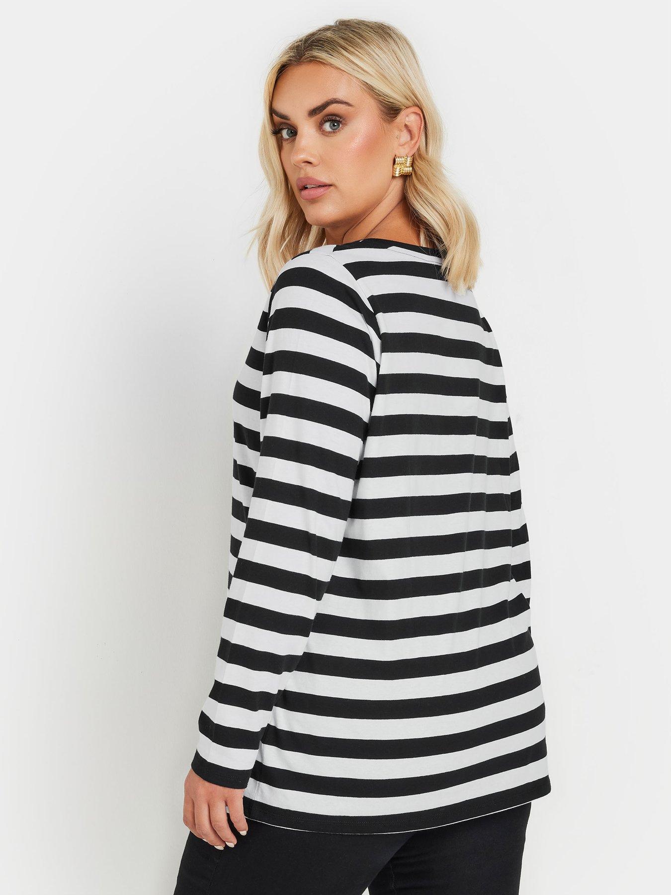 yours-curve-long-sleeve-stripe-basic-t-shirtstillFront