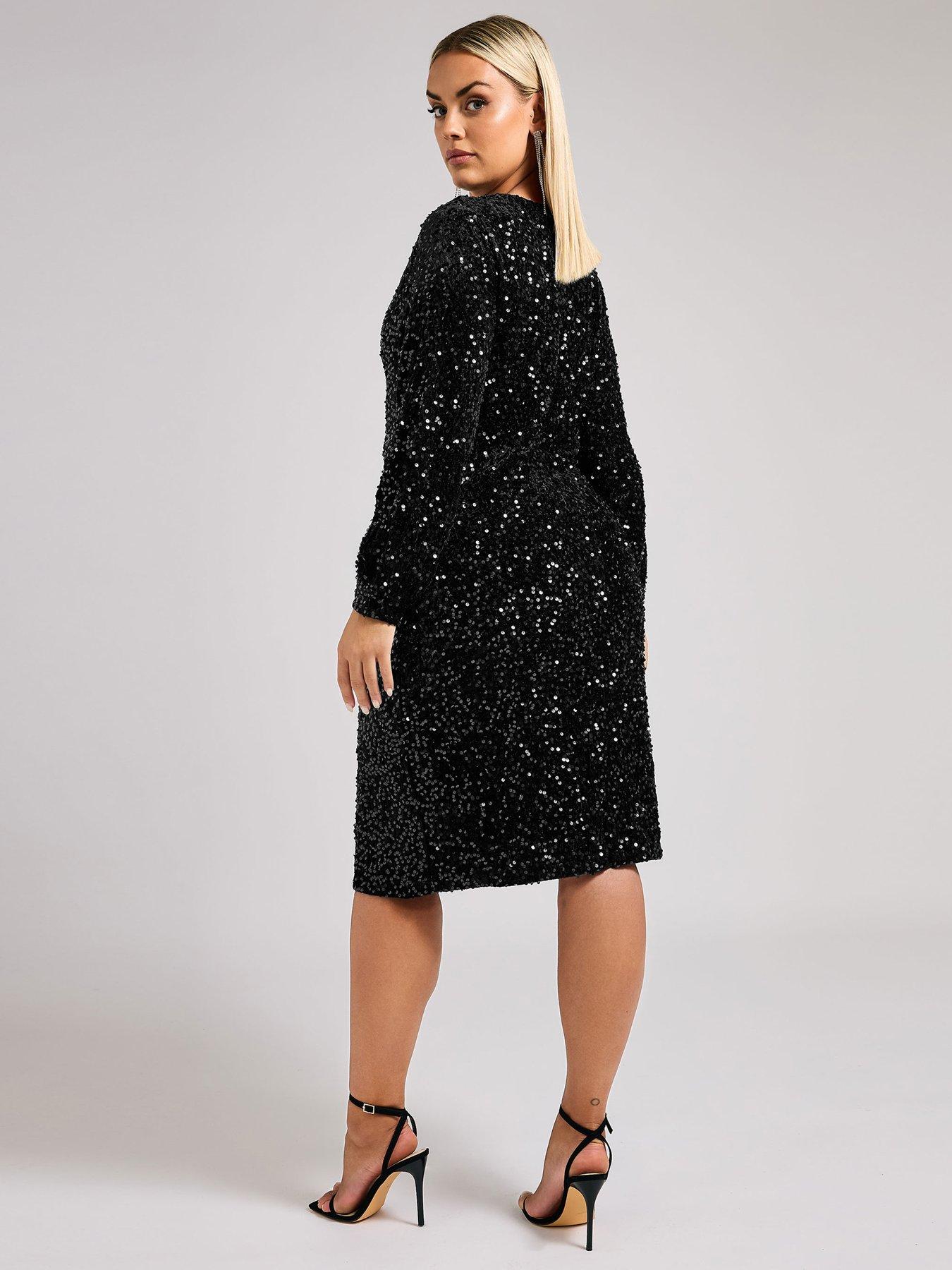 yours-curve-sequin-velvet-long-sleeve-shift-dressstillFront