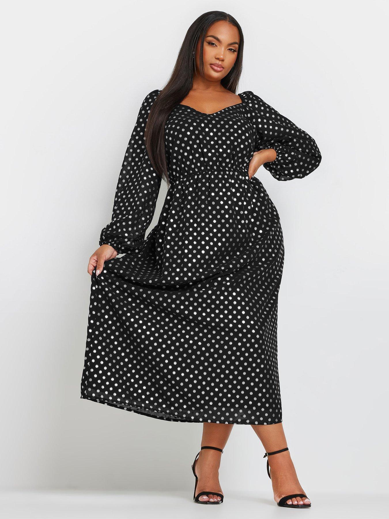 Yours Curve Chiffon Foil Maxi Dress - Black