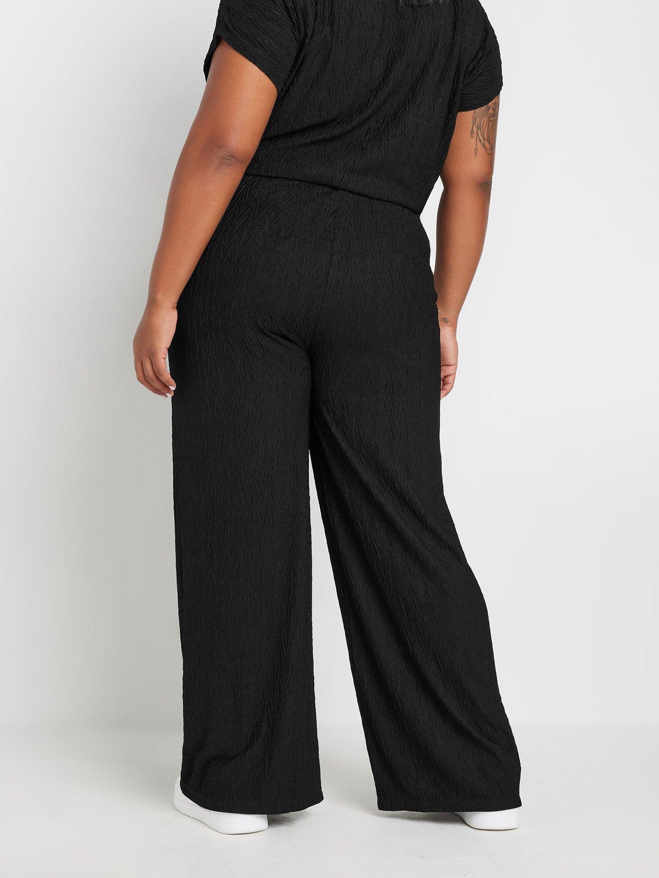 yours-curve-crinkle-plisse-trouser-blackstillFront