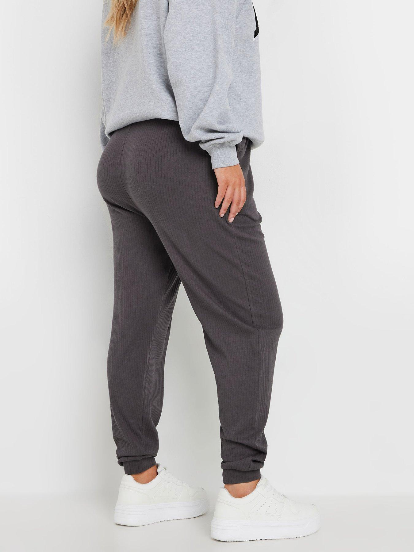 yours-curve-ribbed-joggers-greystillFront