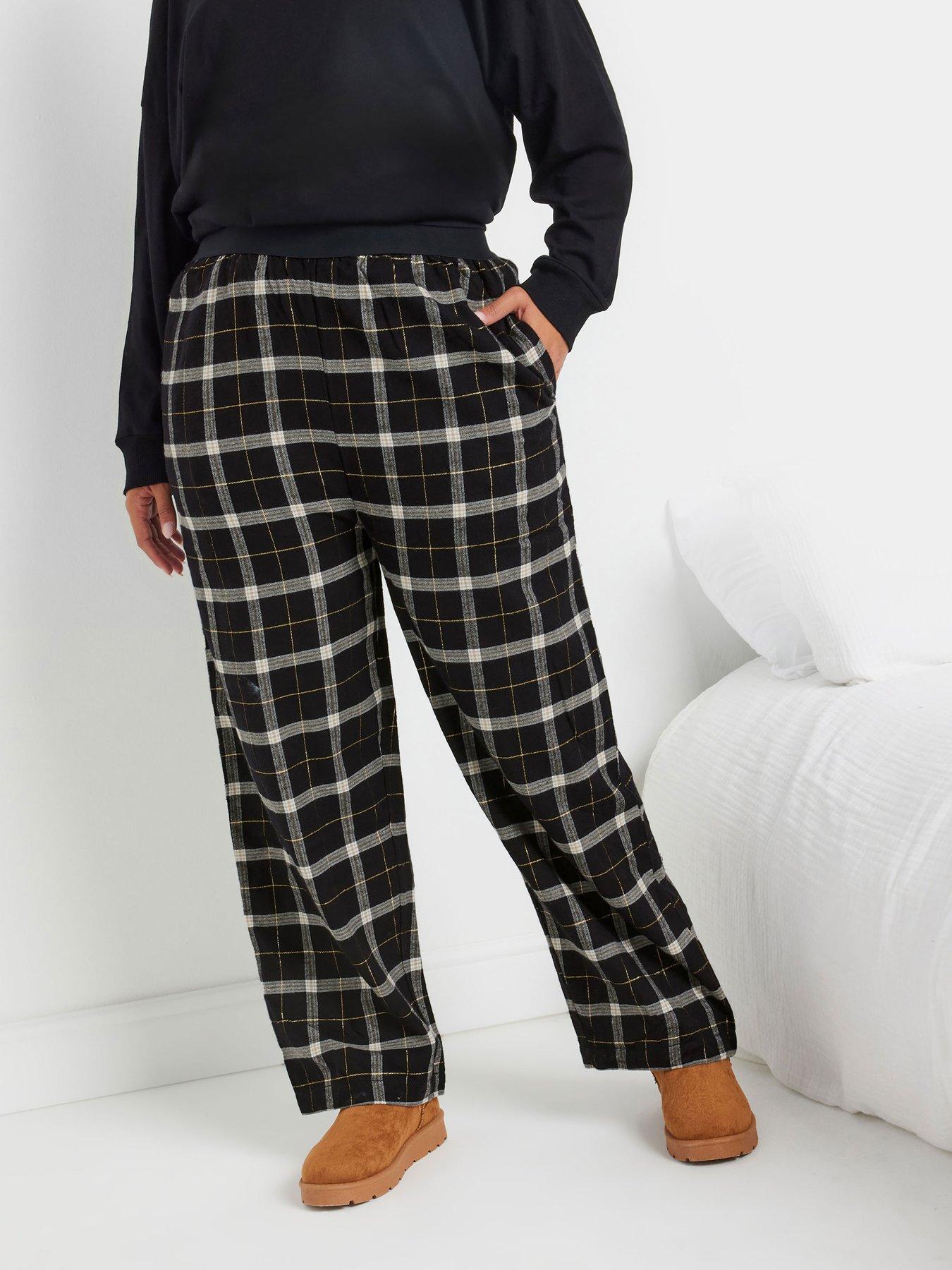 yours-curve-check-pj-pant-black