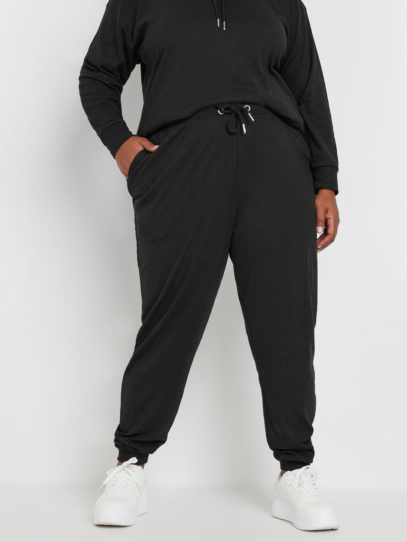 yours-curve-ribbed-joggers-blackfront