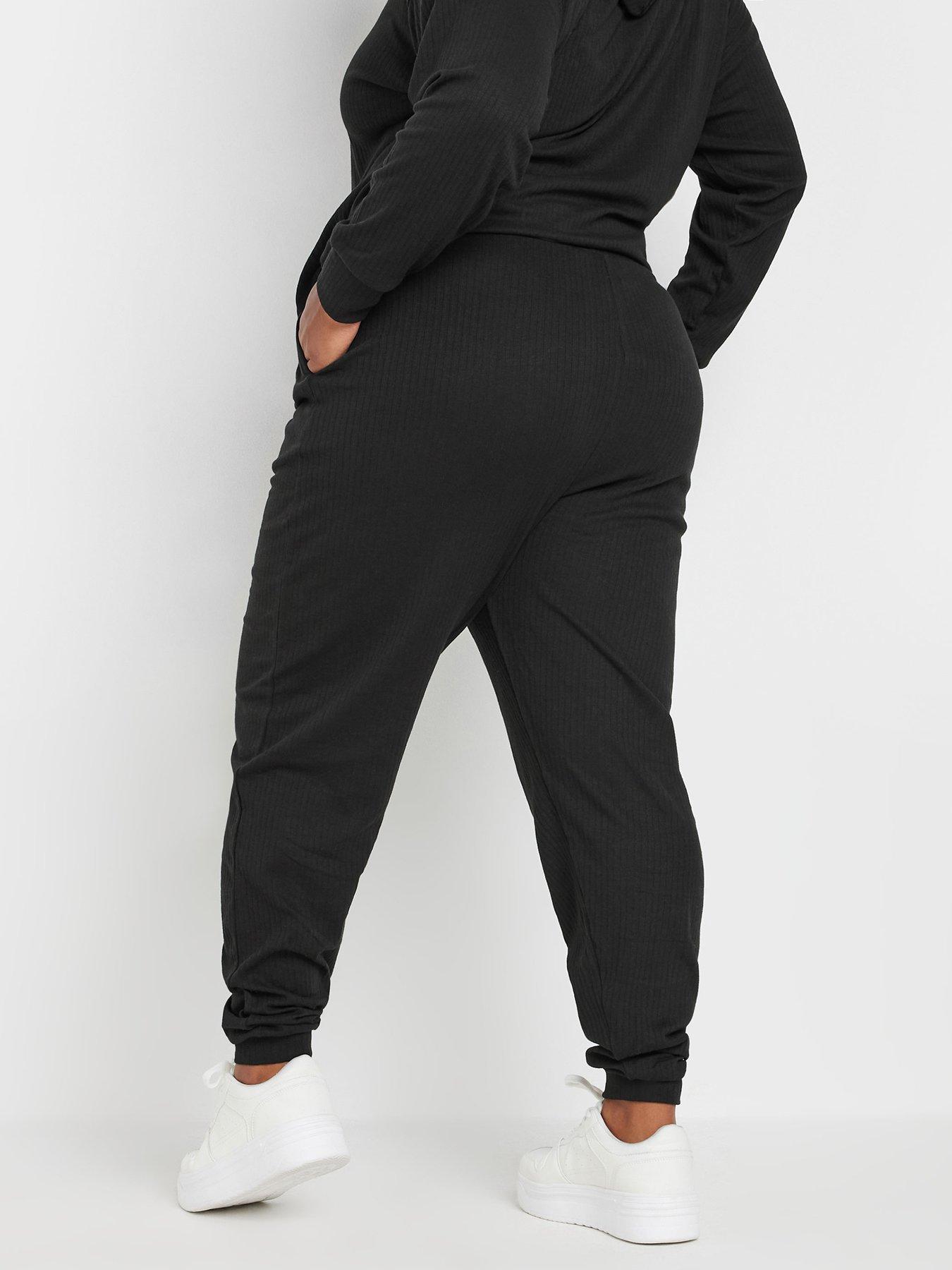 yours-curve-ribbed-joggers-blackstillFront