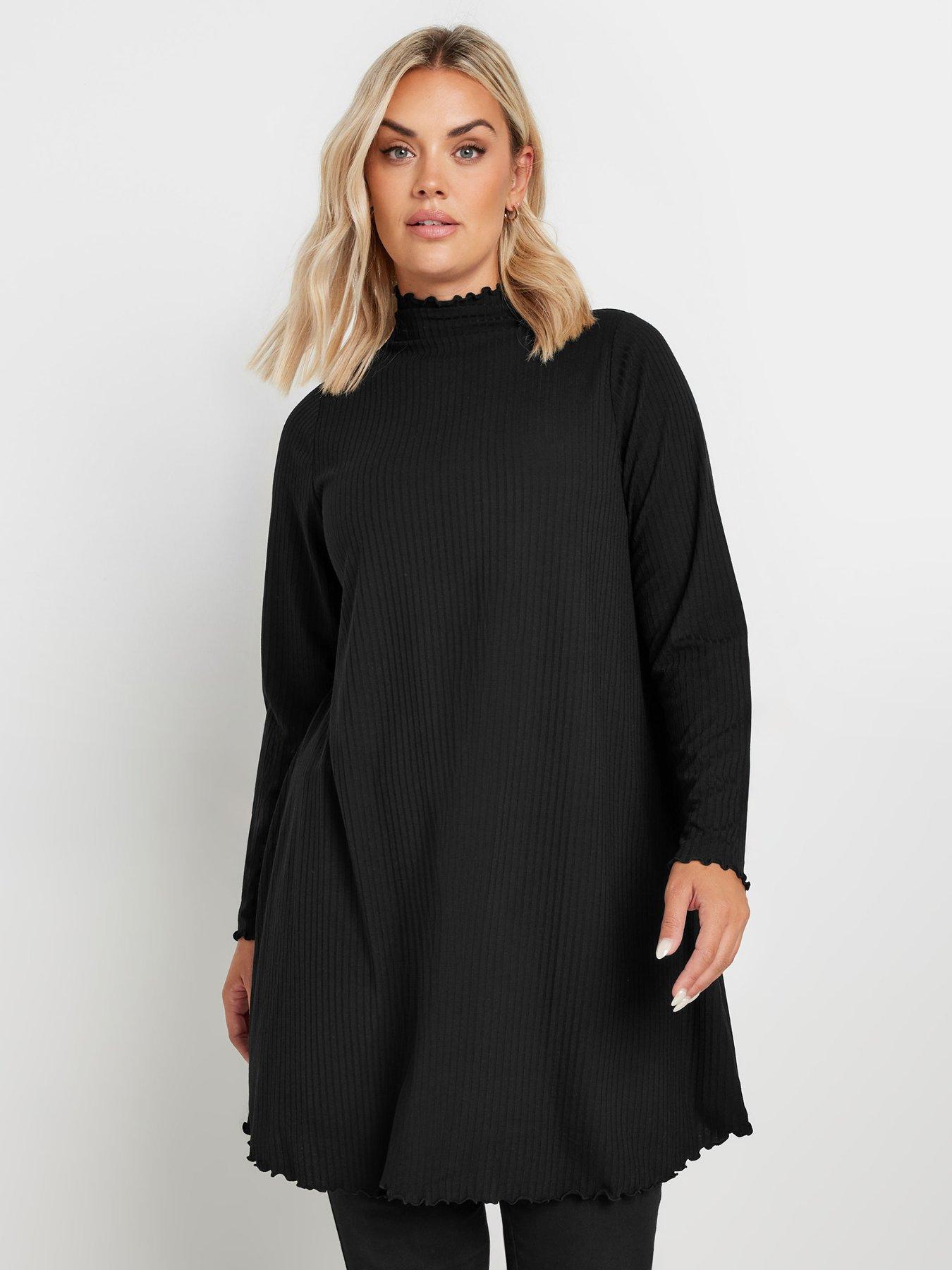 yours-curve-lettuce-edge-tunic-blackfront