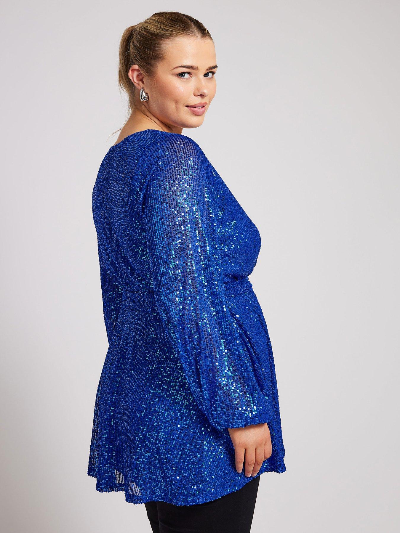 yours-curve-sequin-long-sleeve-wrap-topstillFront