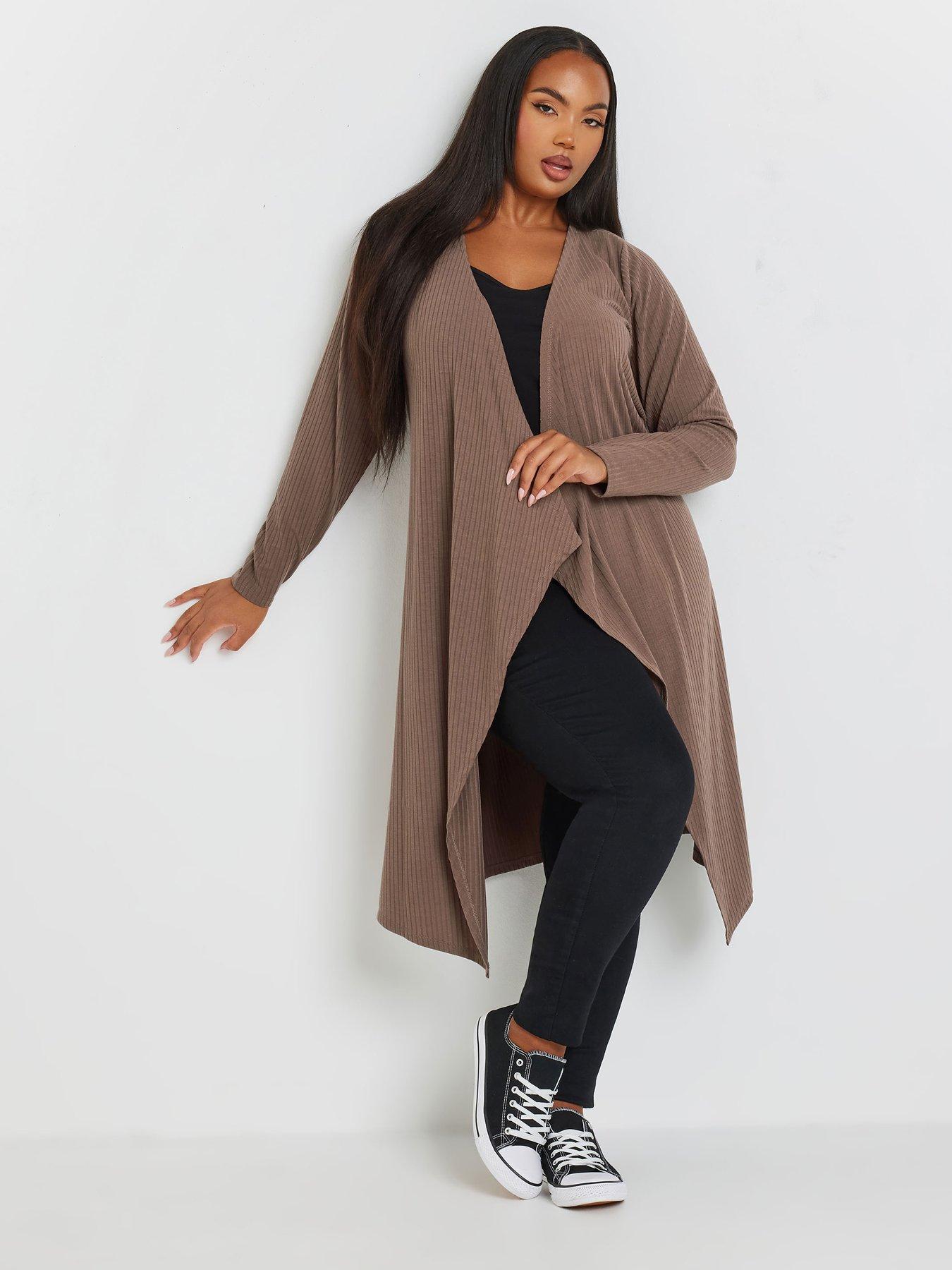 yours-curve-waterfall-midaxi-cardigan-brown