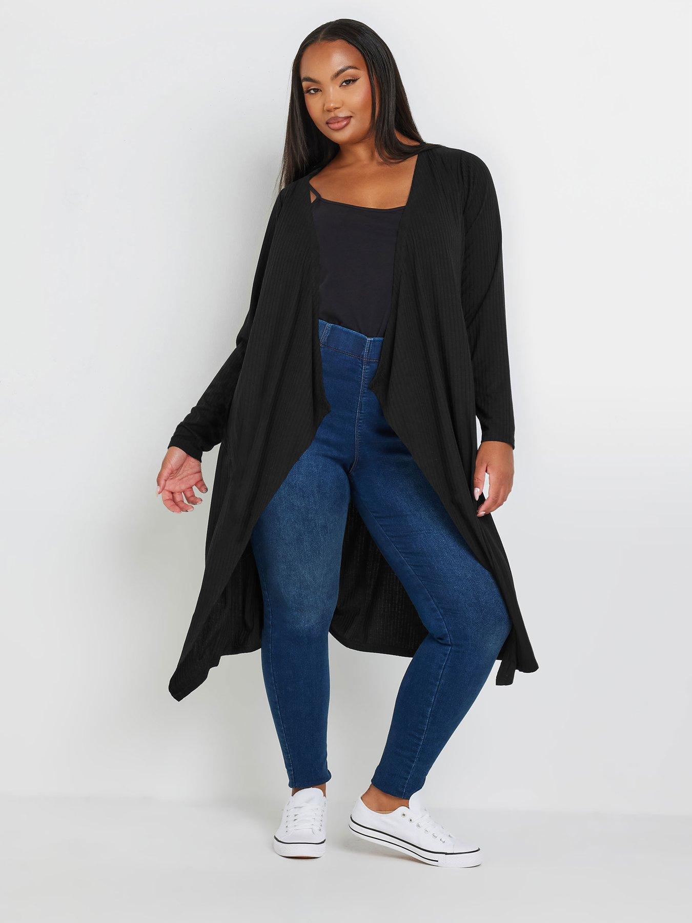 yours-curve-waterfall-midaxi-cardigan-black