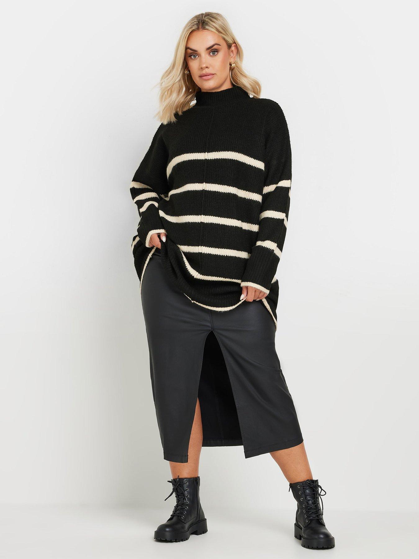 yours-curve-high-neck-seam-detail-stripe-jumperback