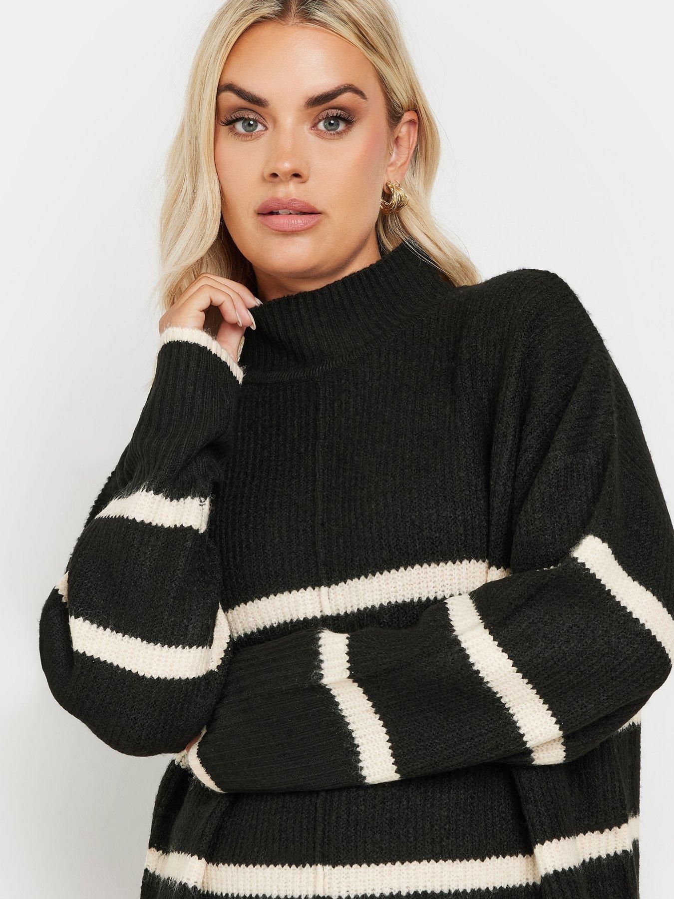 yours-curve-high-neck-seam-detail-stripe-jumperoutfit