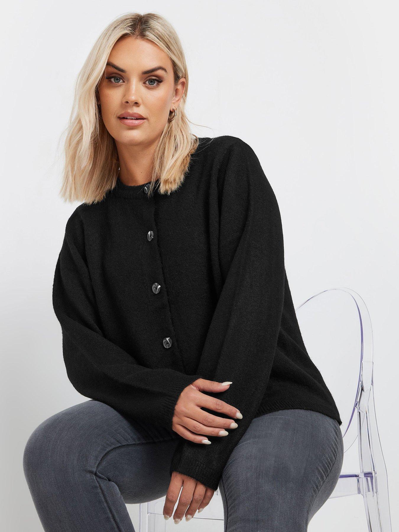 yours-curve-button-through-cardigan-black