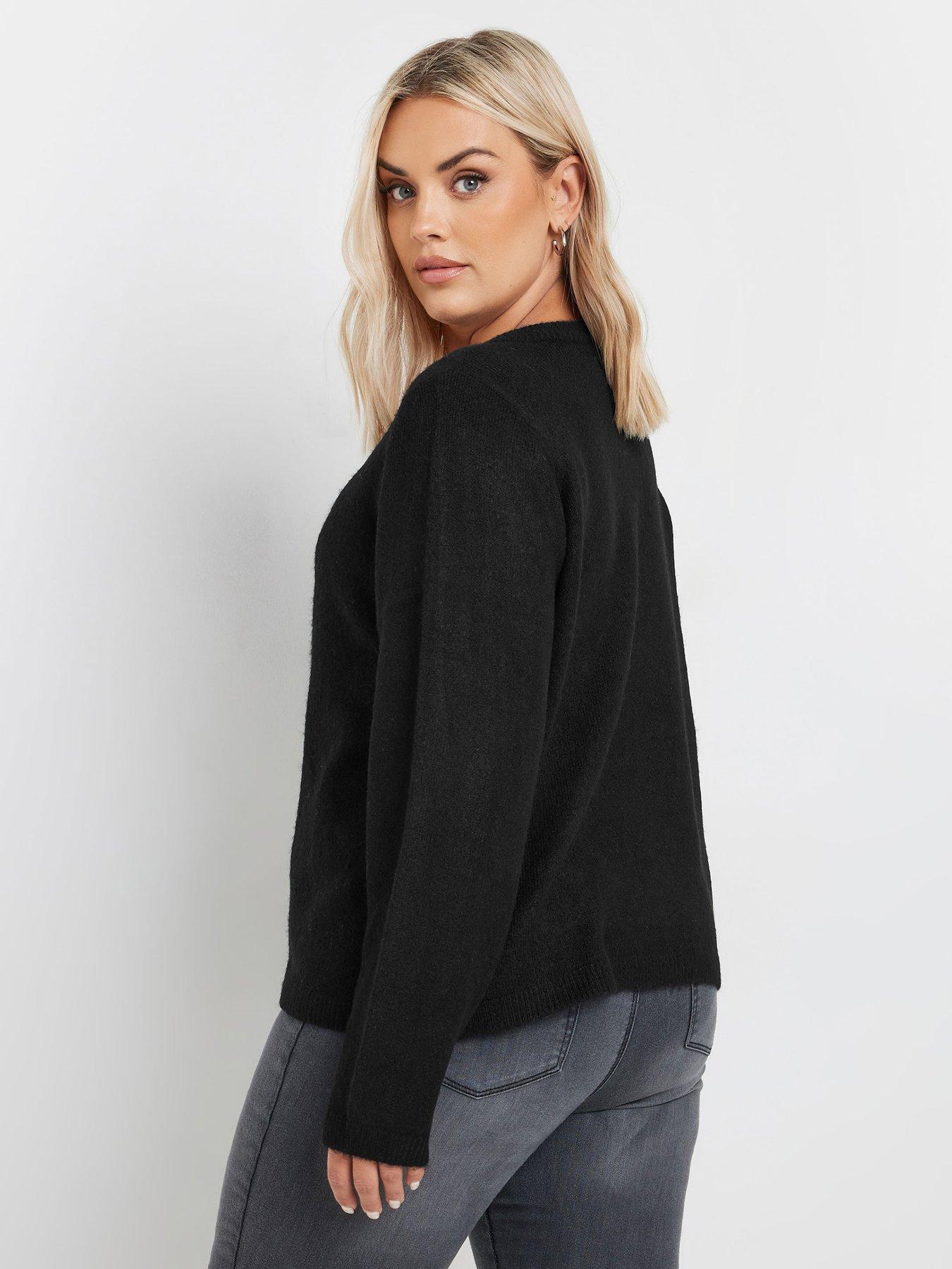 yours-curve-button-through-cardigan-blackstillFront