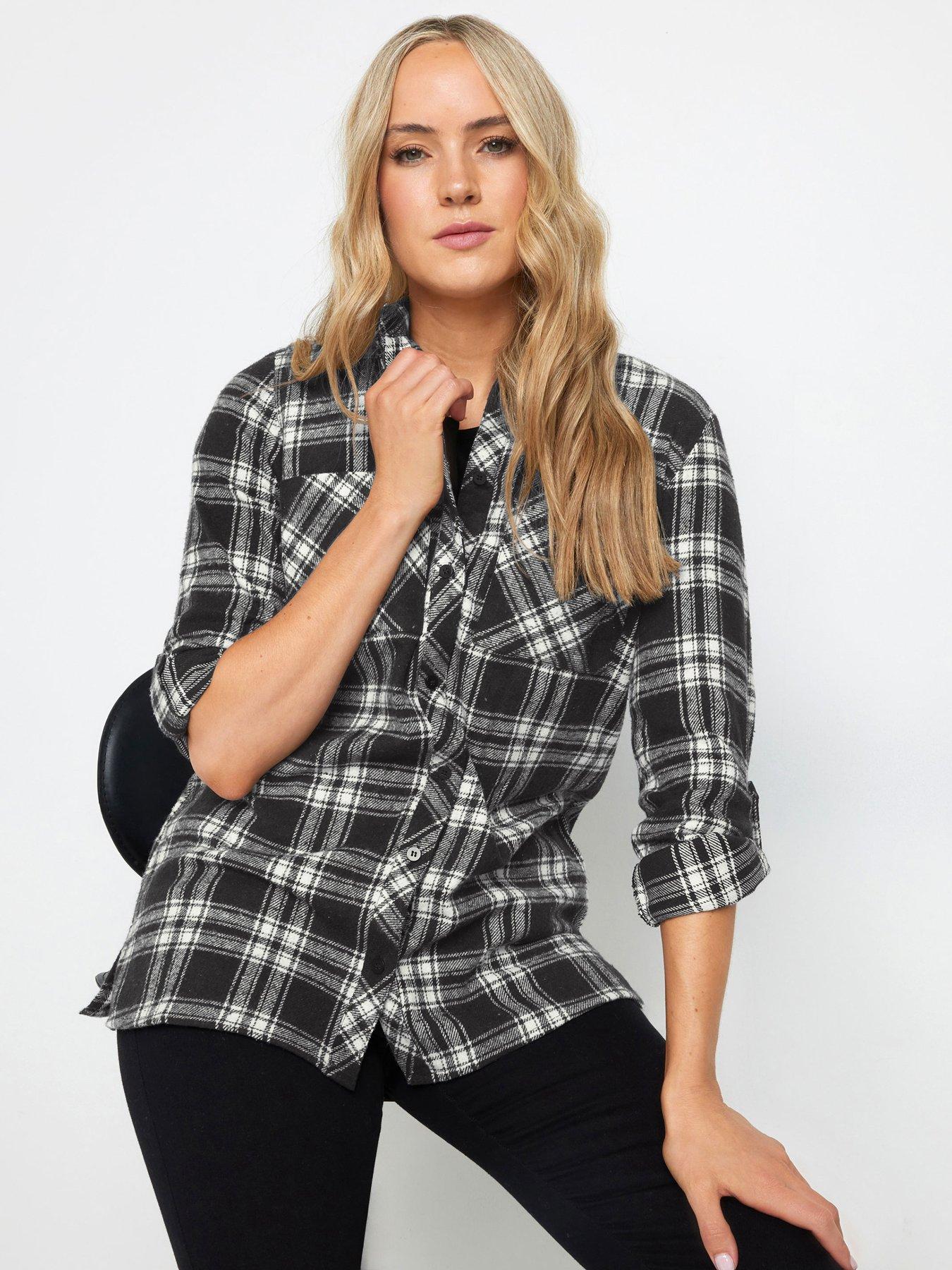 Image of Long Tall Sally Tall Check Shirt - Black