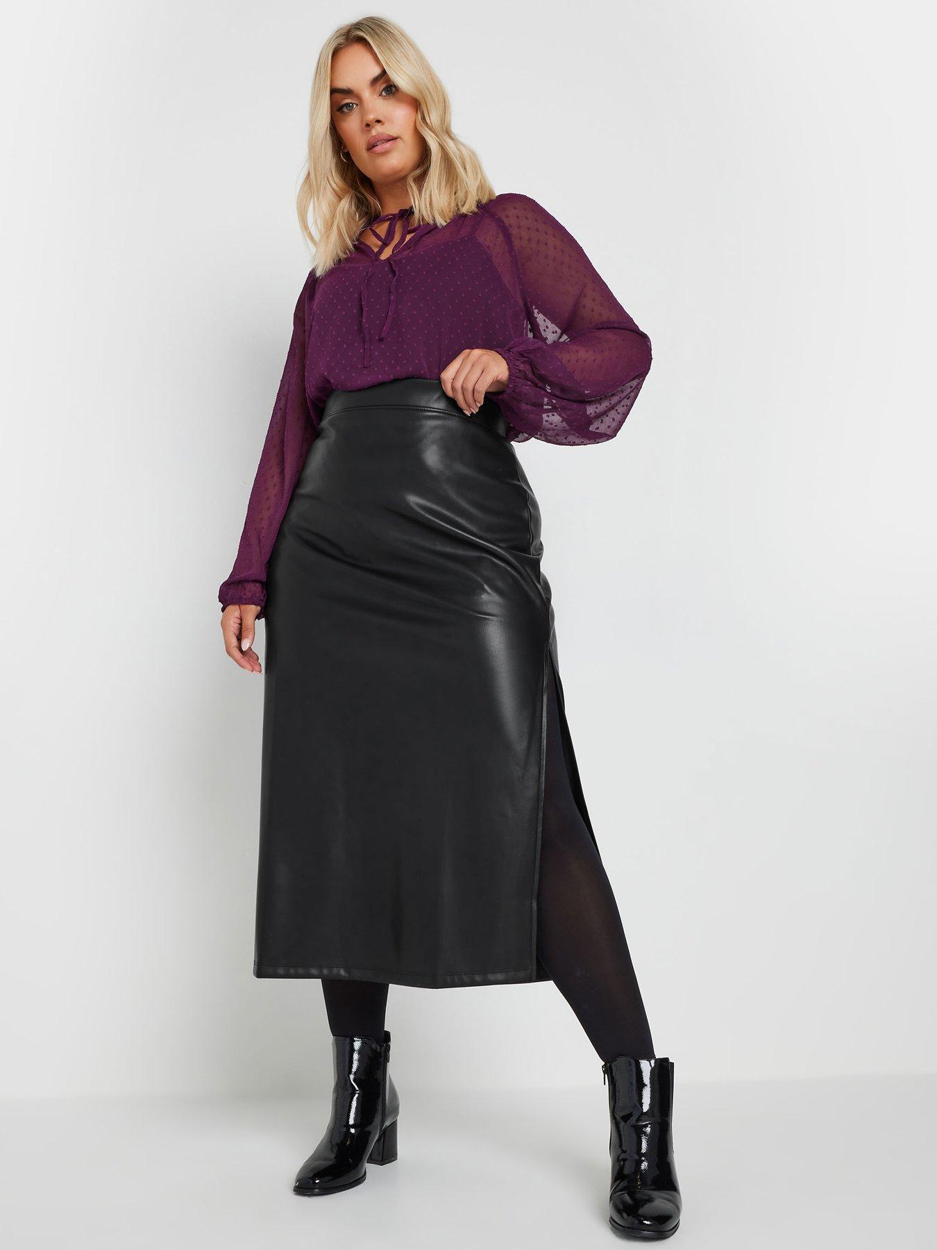 yours-curve-pu-side-slit-maxi-skirt-blackback