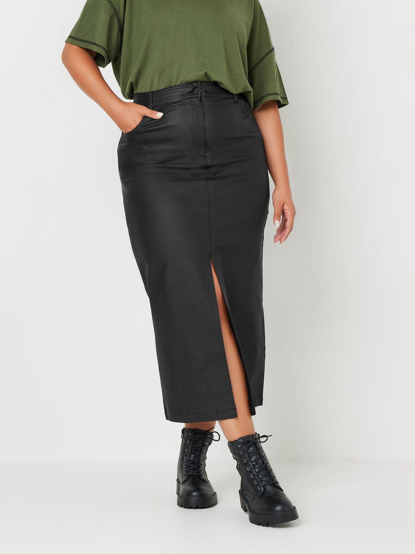 yours-curve-coated-midaxi-front-slit-skirt-black