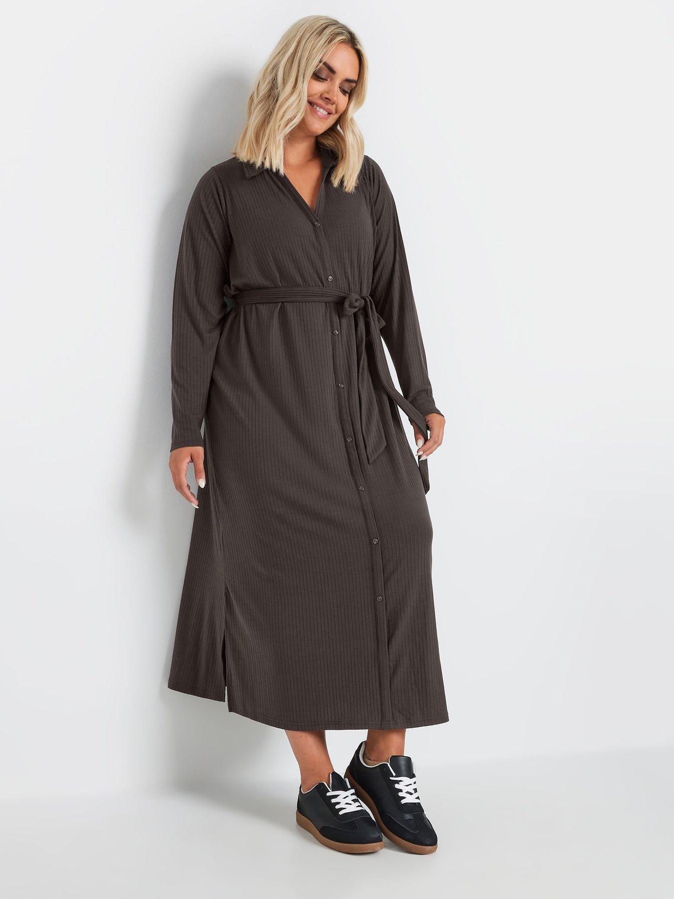 yours-curve-rib-button-front-a-line-midi-dress-brownback