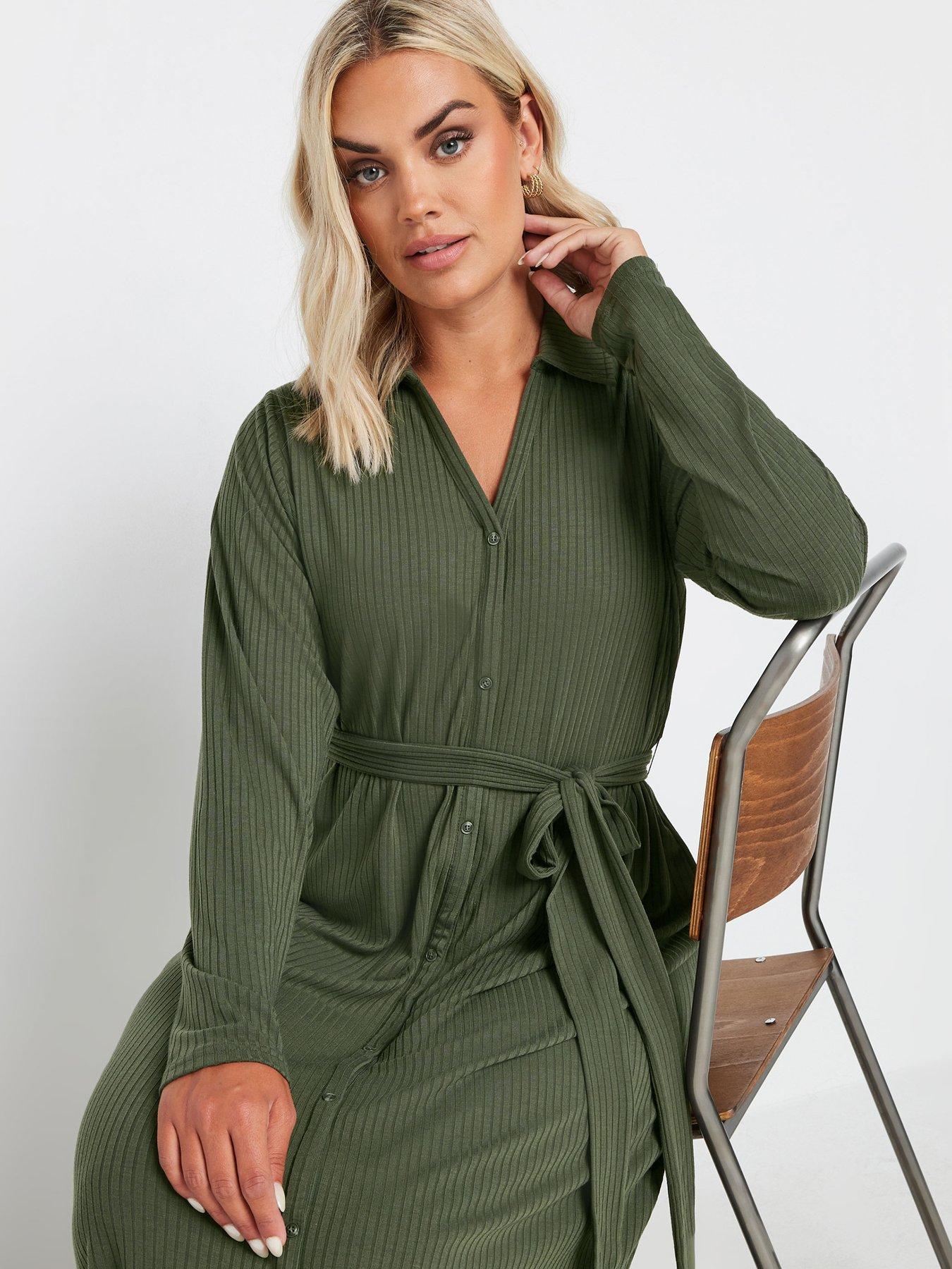 yours-curve-rib-button-front-aline-dress-greenoutfit