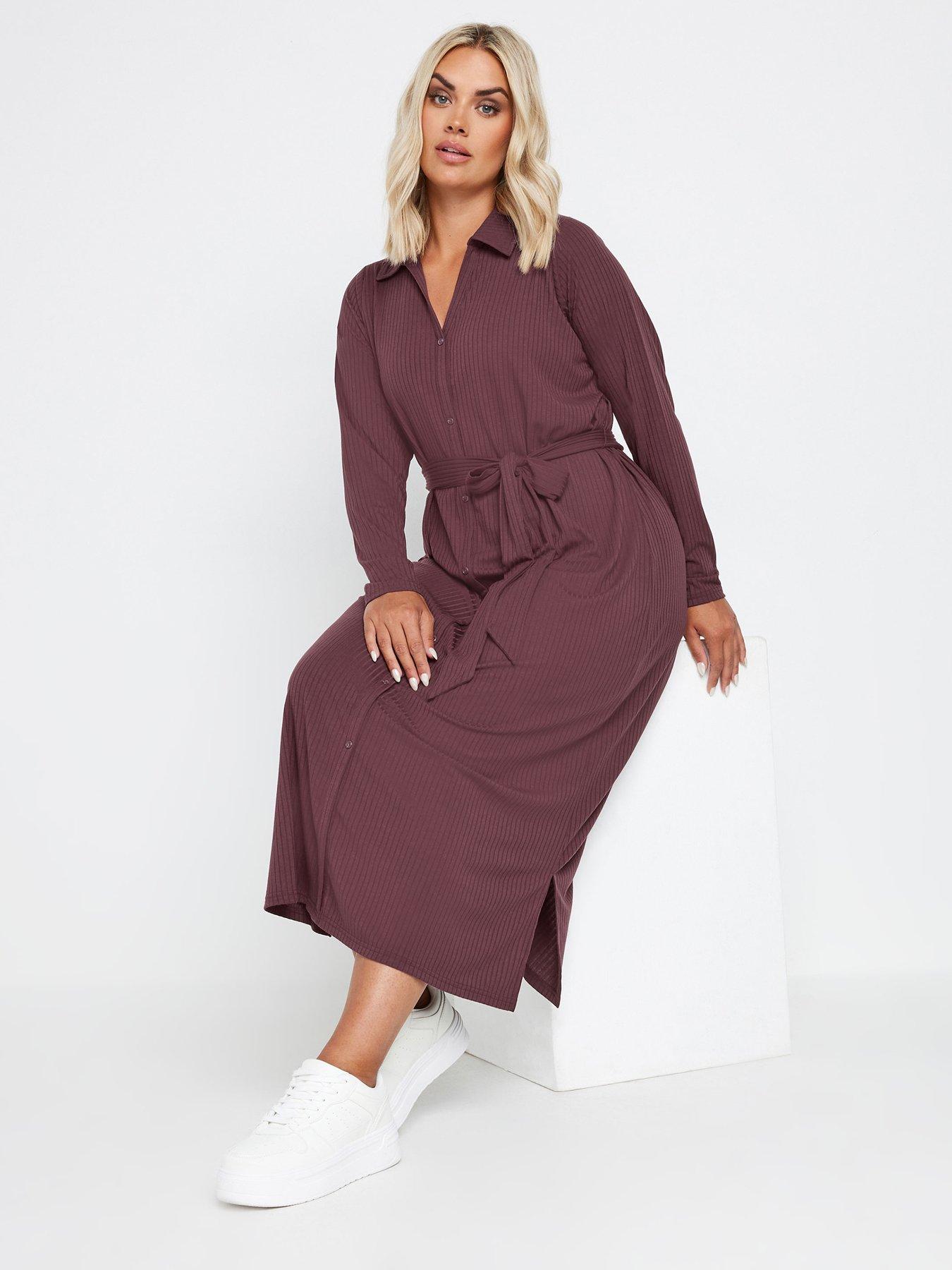 yours-curve-rib-button-front-aline-dress-purpleback