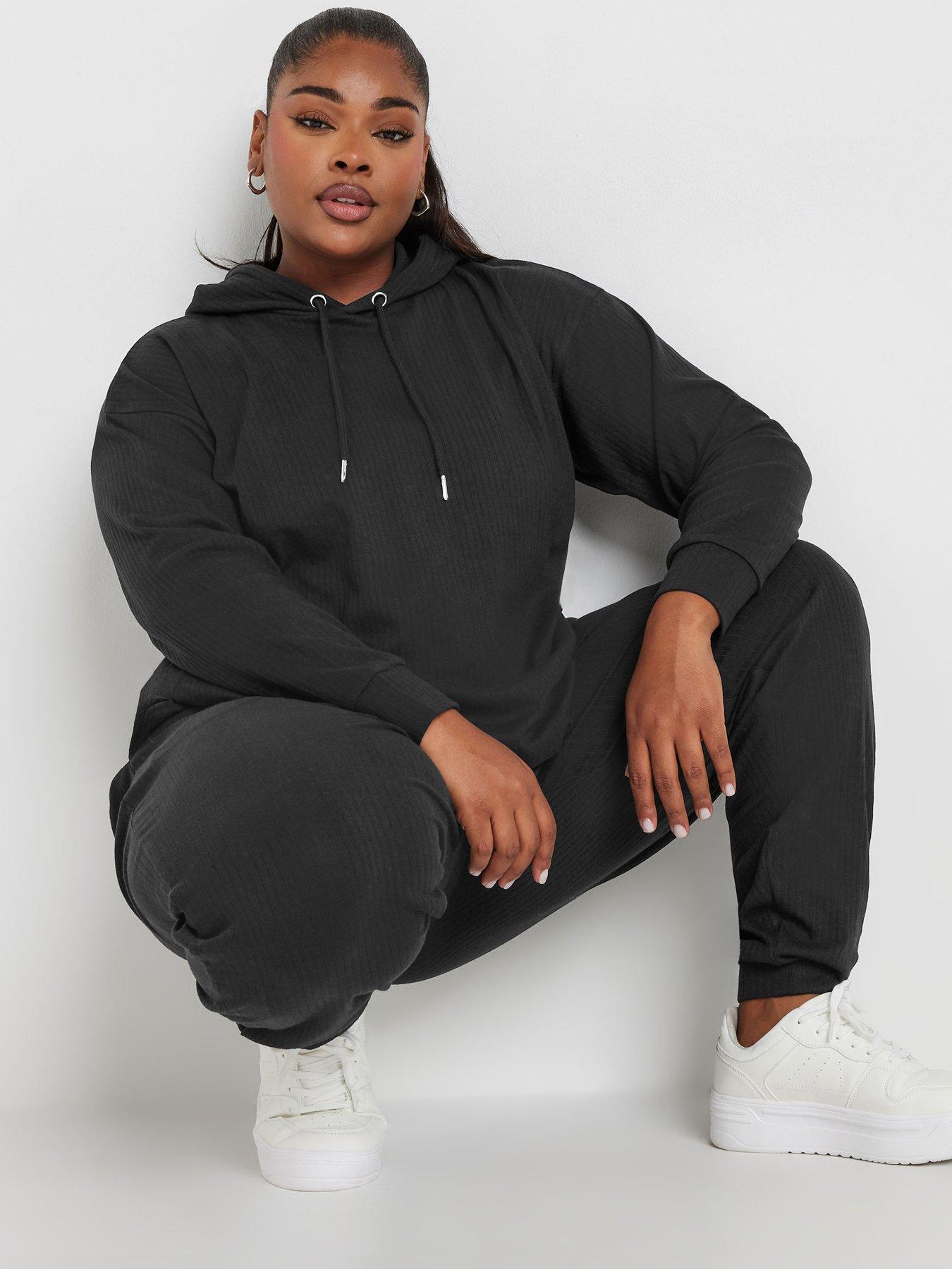 yours-curve-ribbed-hoodie-black