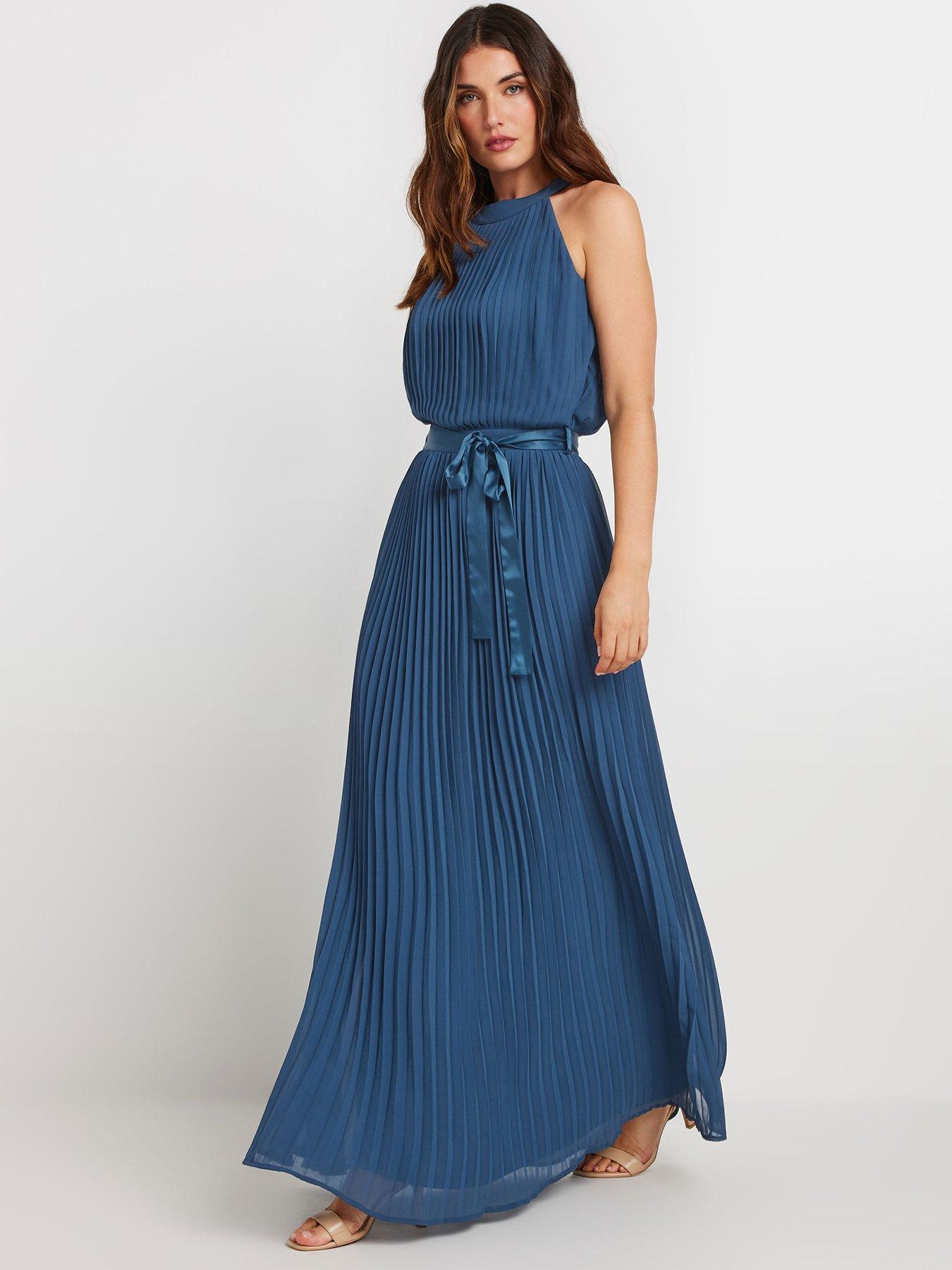 long-tall-sally-halterneck-pleated-maxi-dress-bluefront