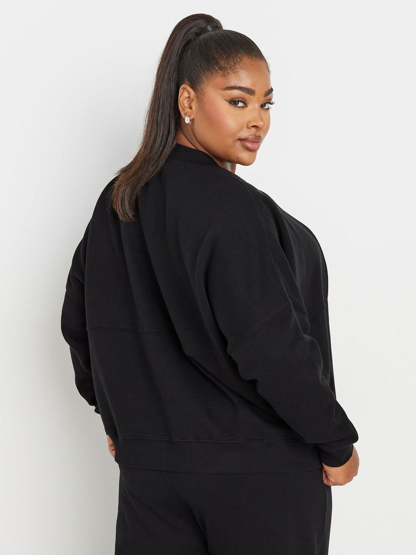 Image 2 of 4 of Yours Curve Oversized Sweat Bomber - Black