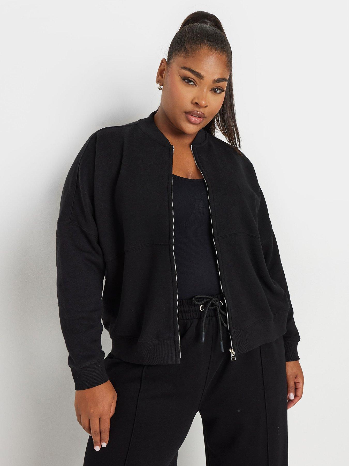 Image 4 of 4 of Yours Curve Oversized Sweat Bomber - Black