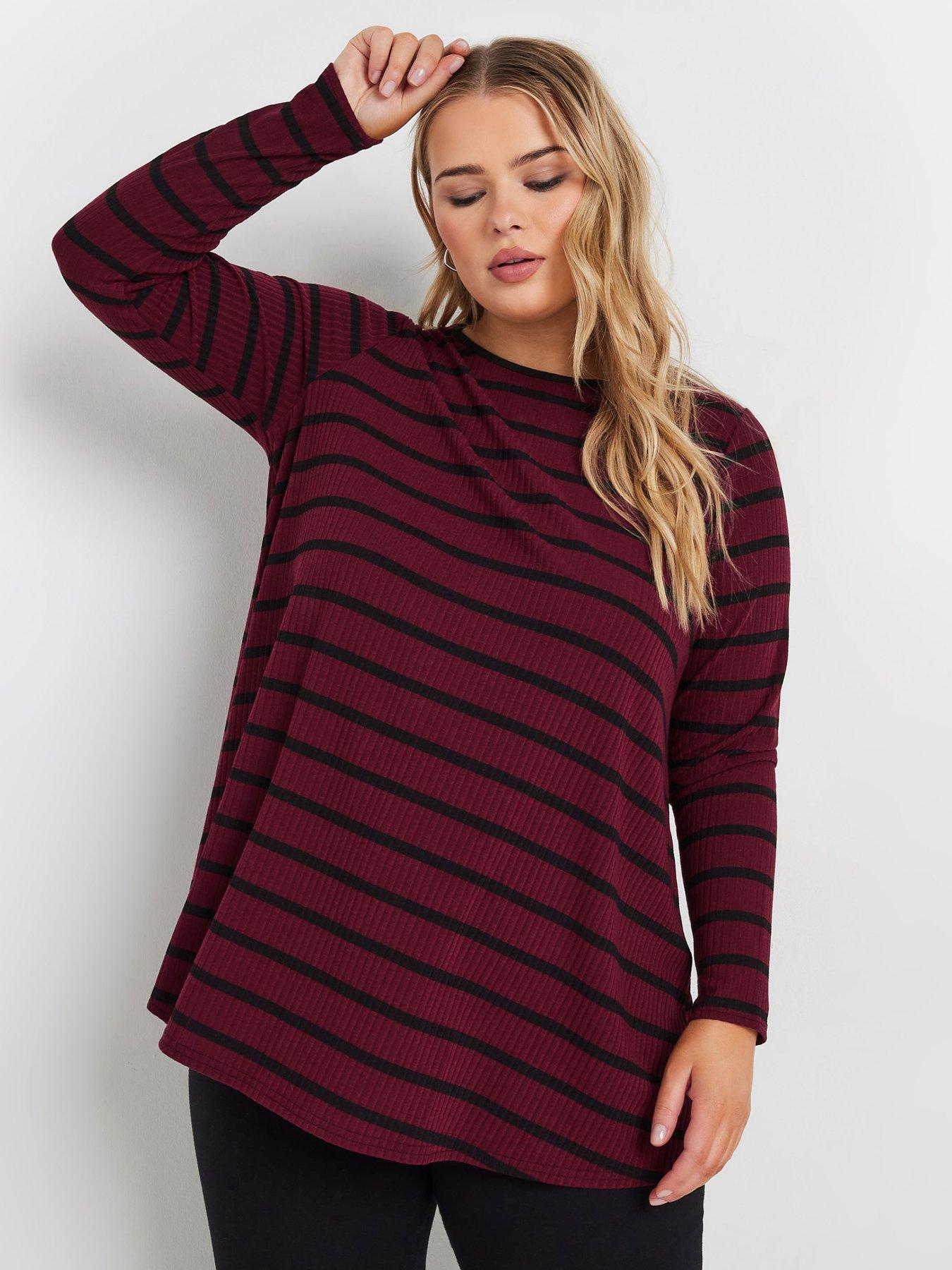 yours-curve-long-sleeve-rib-swing-t-shirt-red