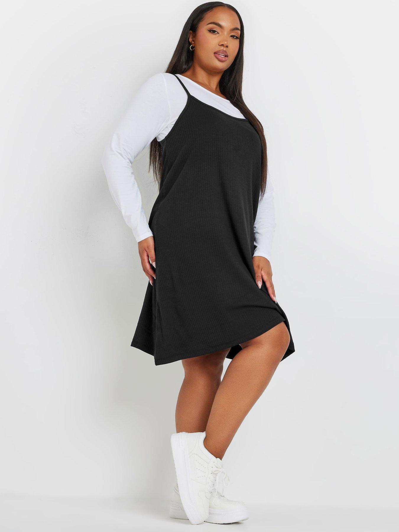 yours-curve-long-sleeve-pinafore-dress-black