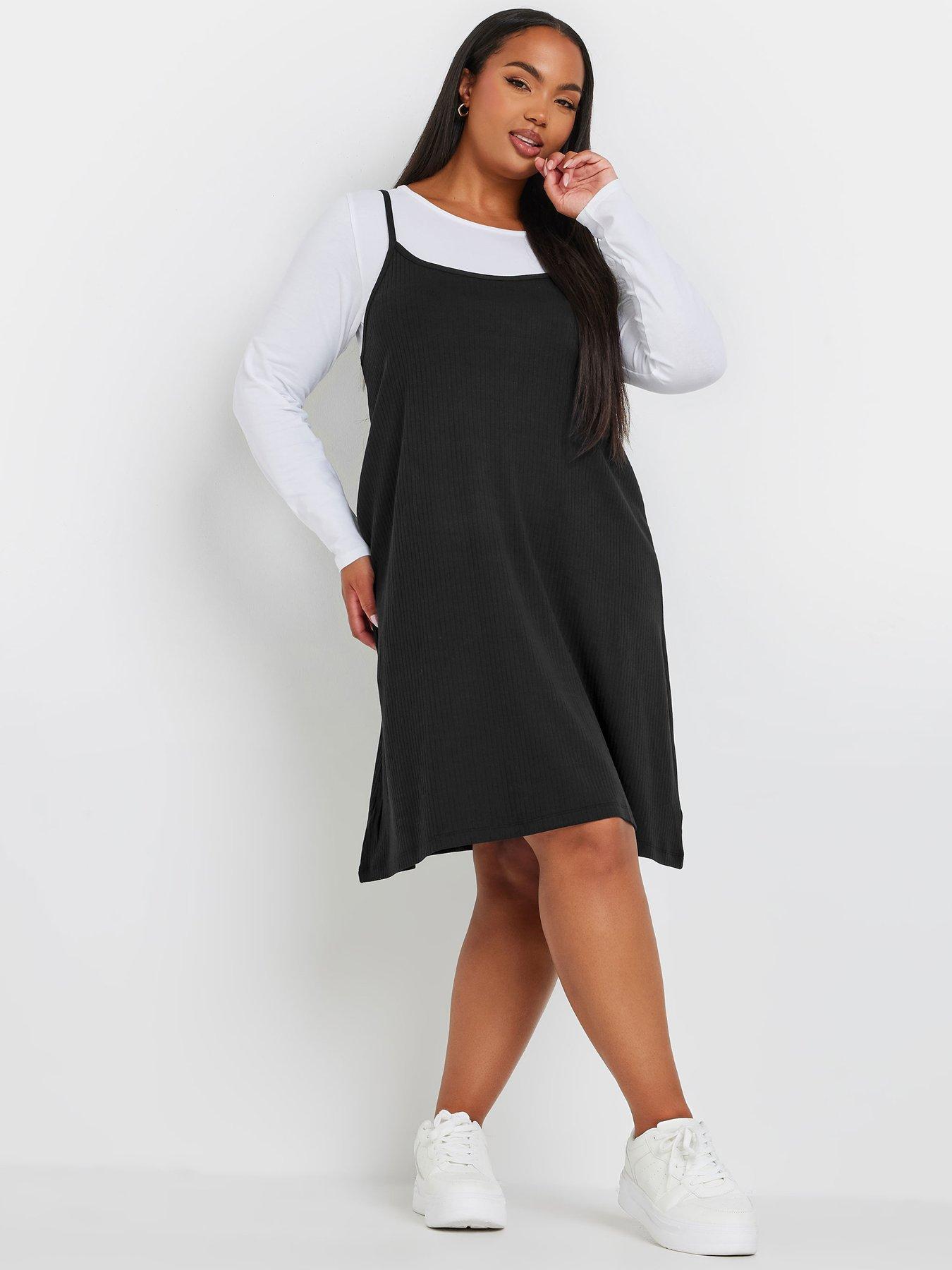 yours-curve-long-sleeve-pinafore-dress-blackback